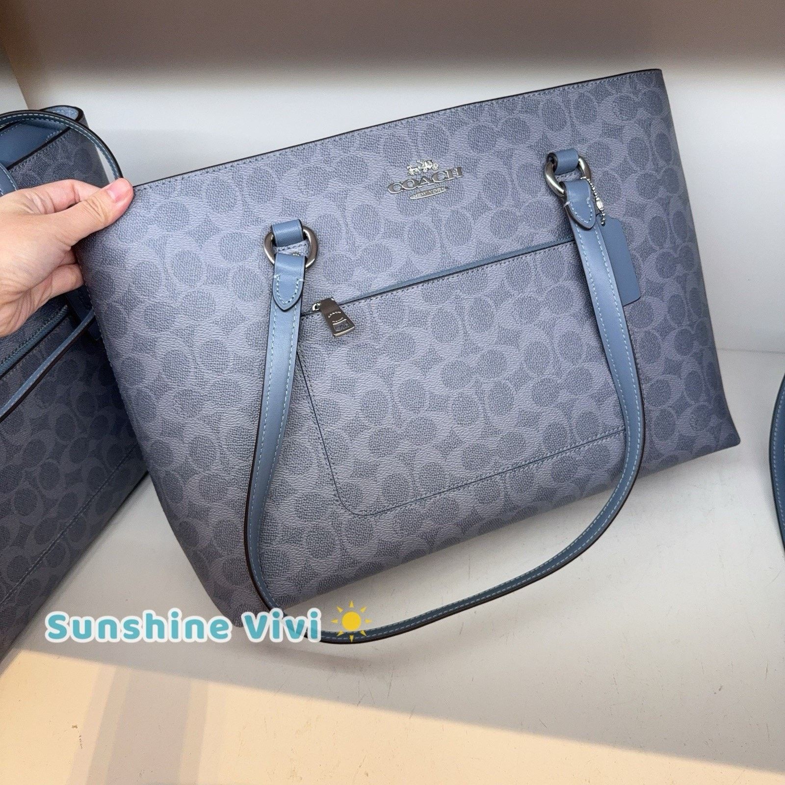 Coach NWT COACH Station Tote Bag Maxi Silver/Chambray CCD69 Size ONE SIZE - 3 Thumbnail