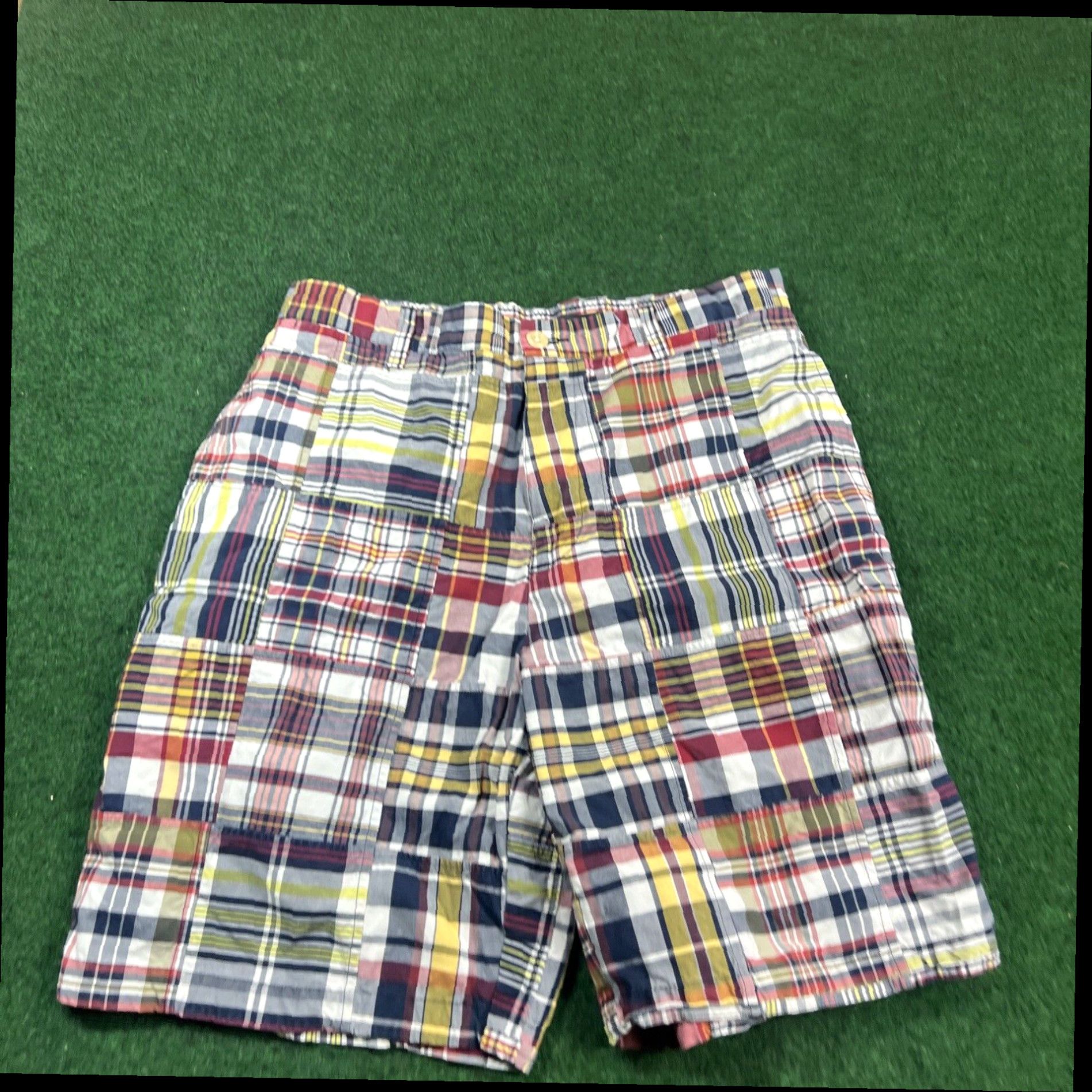 Nautica Nautica Clipper Shorts Mens 33 Relax Fit Multicolor Plaid Patchwork Cotton Size US 33 - 1 Thumbnail