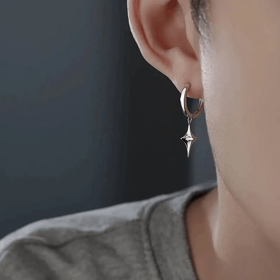 Jewelry Crystal Star Stone Earrings Gothic Punk Chrome Jewelry Spike Size ONE SIZE - 1 Thumbnail