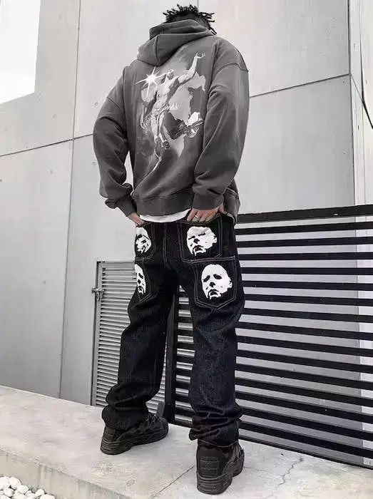 Japanese Brand FACES Graphic Black Denim Jeans Size US 34 / EU 50 - 1 Thumbnail