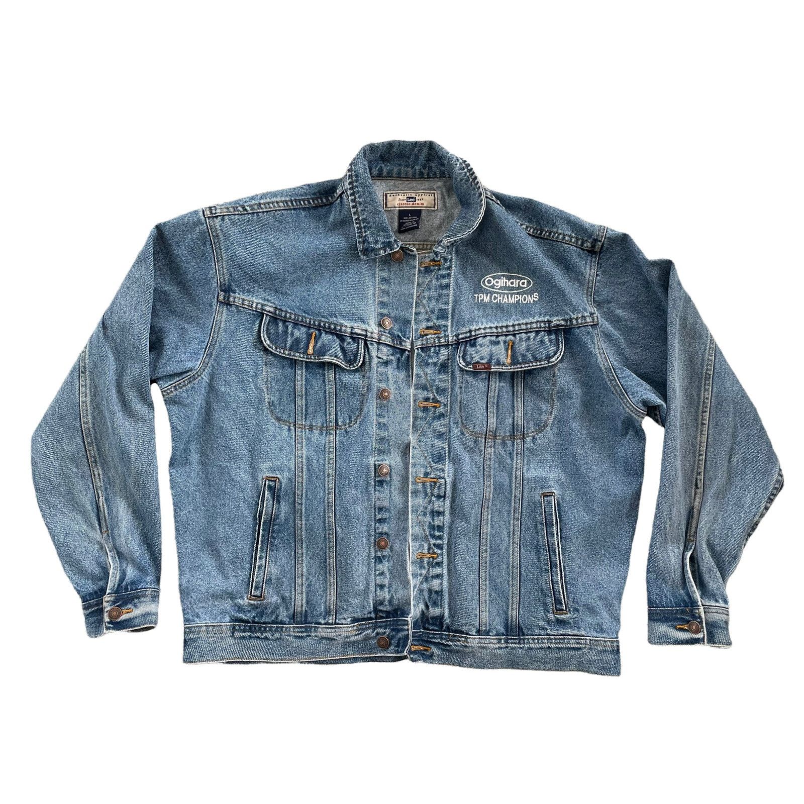 Shops Smiley X Lee Collarless Patch Logo Embroidered Denim Jacket