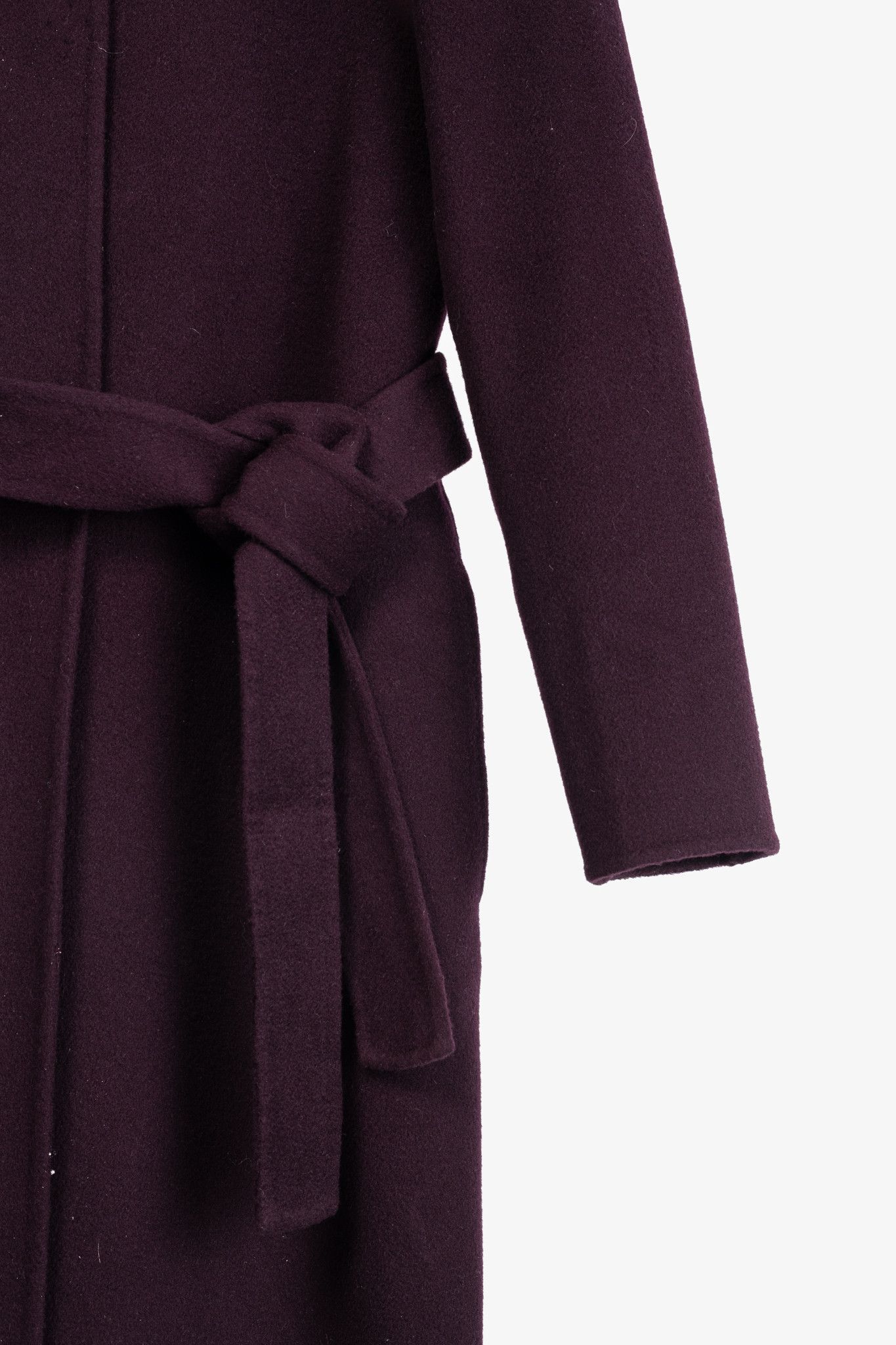 Ports 1961 PORTS Eggplant Double-Face-Wool Belted Coat Size XS / US 0-2 / IT 36-38 - 5 Thumbnail