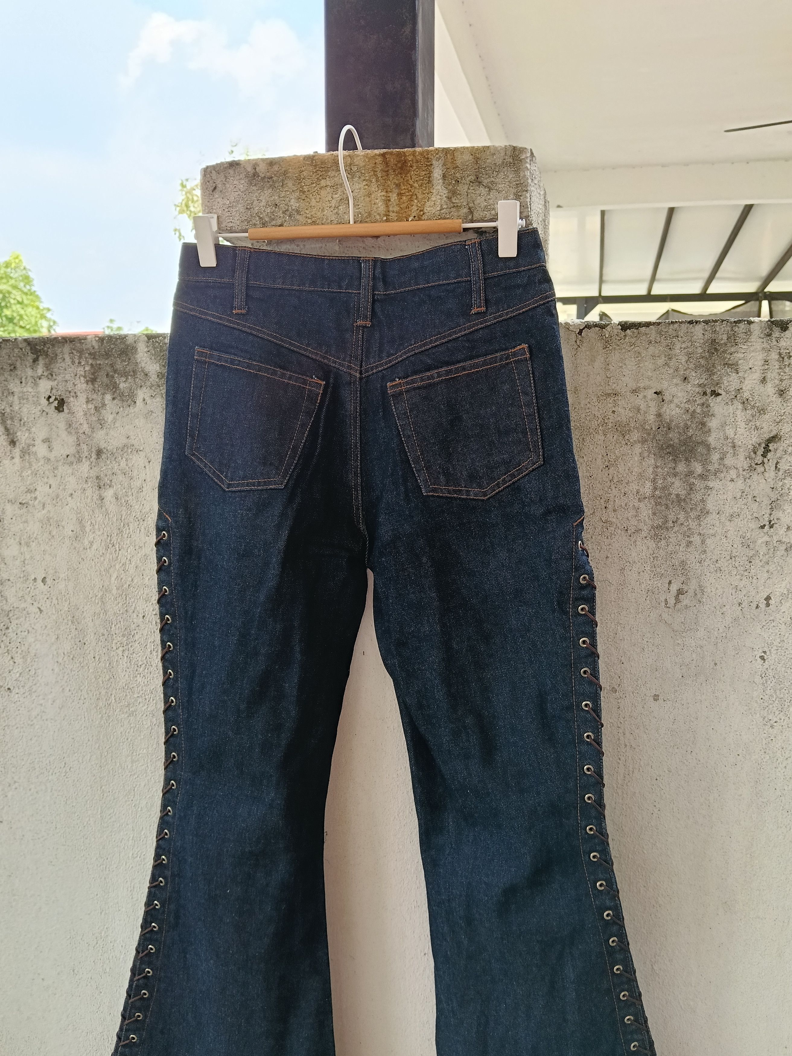Japanese Brand 💥 Fifty's Campany Lace Up Wide Leg Denim💥 Size US 30 / EU 46 - 11 Thumbnail