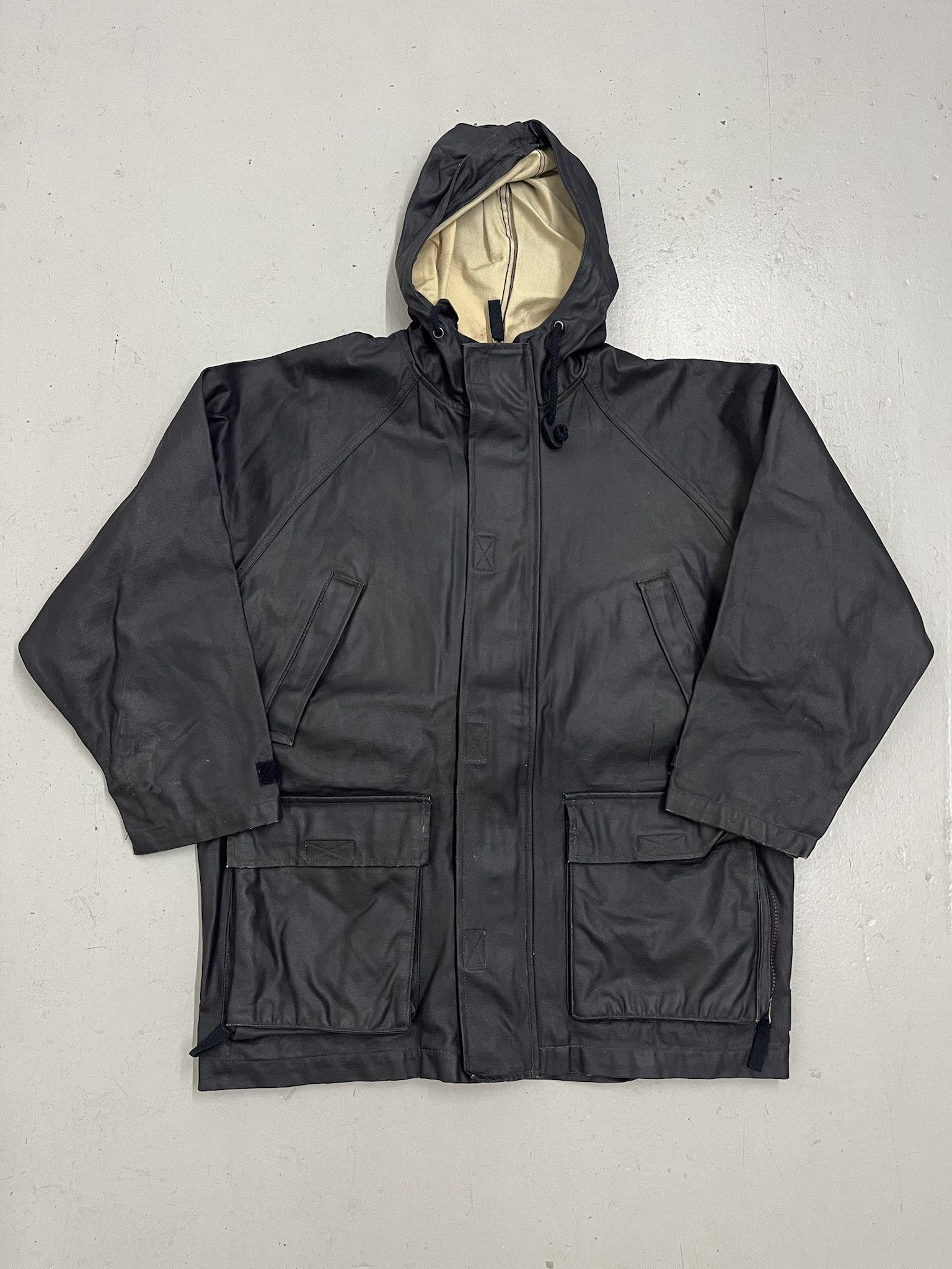 Vintage Y2K Abercrombie and Fitch AFCO Faux Leather Hooded Jacket Size S
