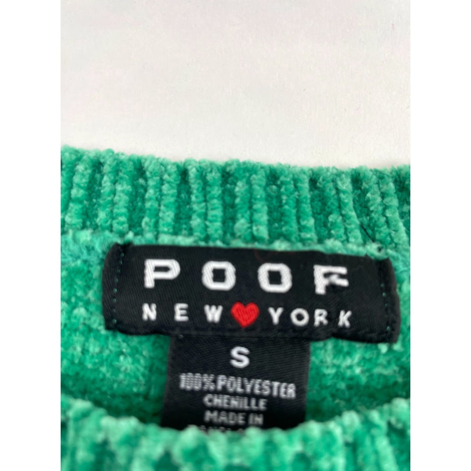 Vintage Poof Sweater Women’s Size Small Green Cropped Pullover Chenille Crew Neck Long Sleeve Modern Solid Size S / US 4 / IT 40 - 5 Thumbnail
