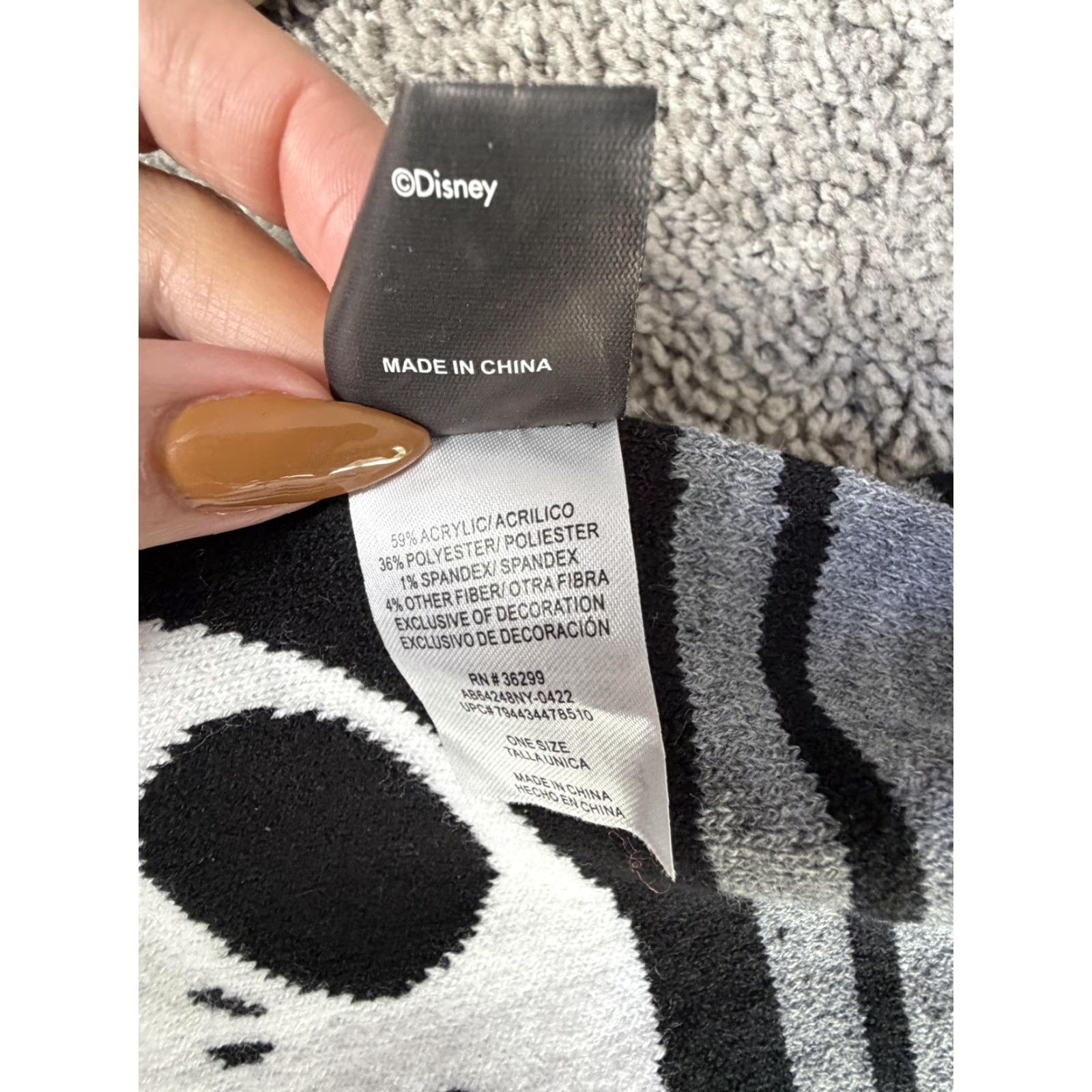 Disney Disney Scarf Womens One Size Gray Striped Jack Skellington Fringe Knit Winter Size ONE SIZE - 3 Thumbnail