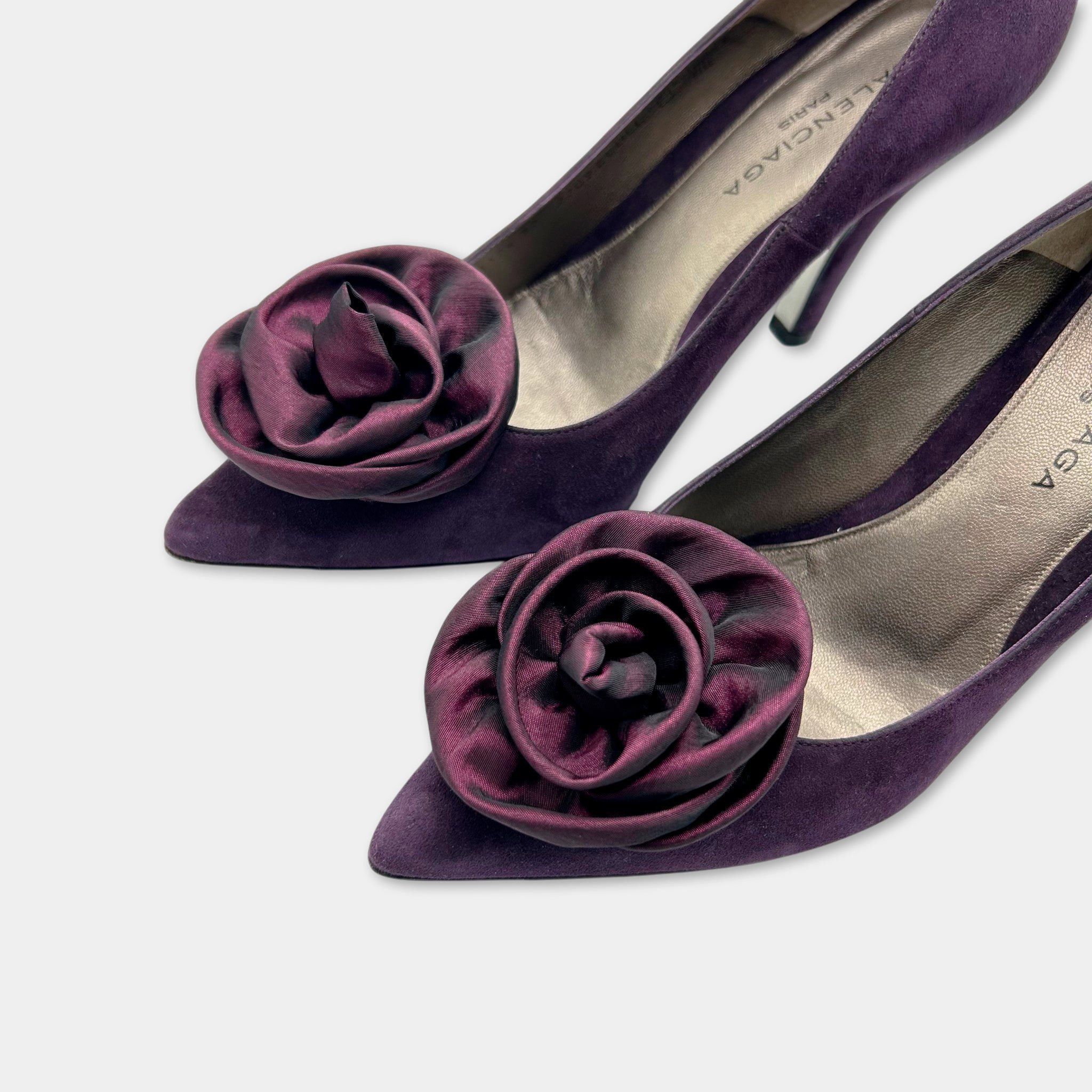 Balenciaga Balenciaga 2002 Purple Suede Rose Pumps Size US 7 / IT 37 - 2 Thumbnail