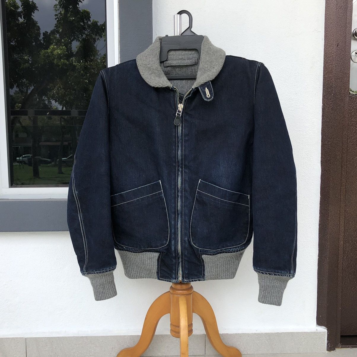 Vintage Vintage TRIMRAGH Japanese Ma-1 Denim Bomber Jacket Size US M / EU 48-50 / 2 - 6 Thumbnail