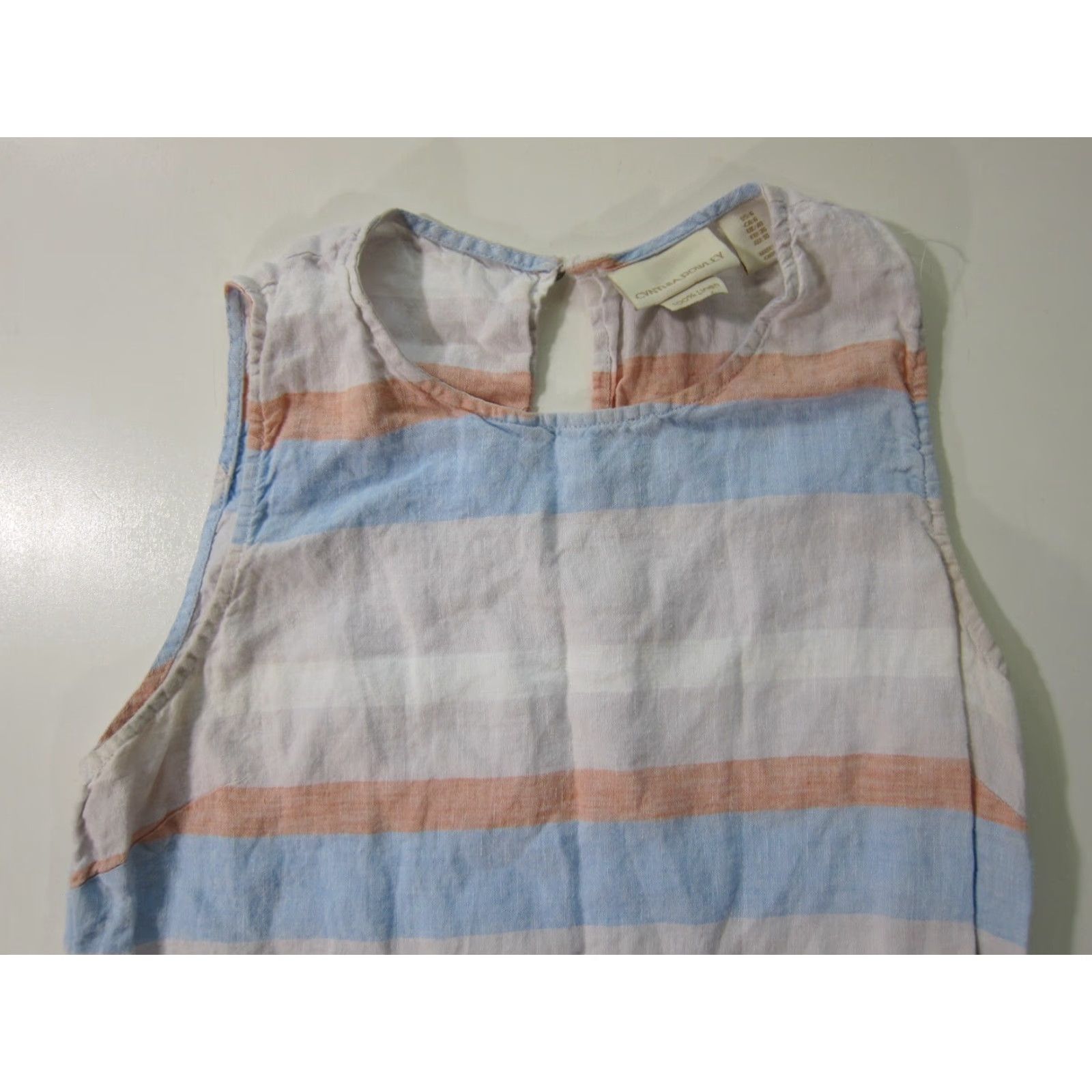 Cynthia Rowley Cynthia Rowley 100% Linen Blue Stripe Sleeveless Tunic Sheath Dress Women 6 Size M / US 6-8 / IT 42-44 - 4 Thumbnail