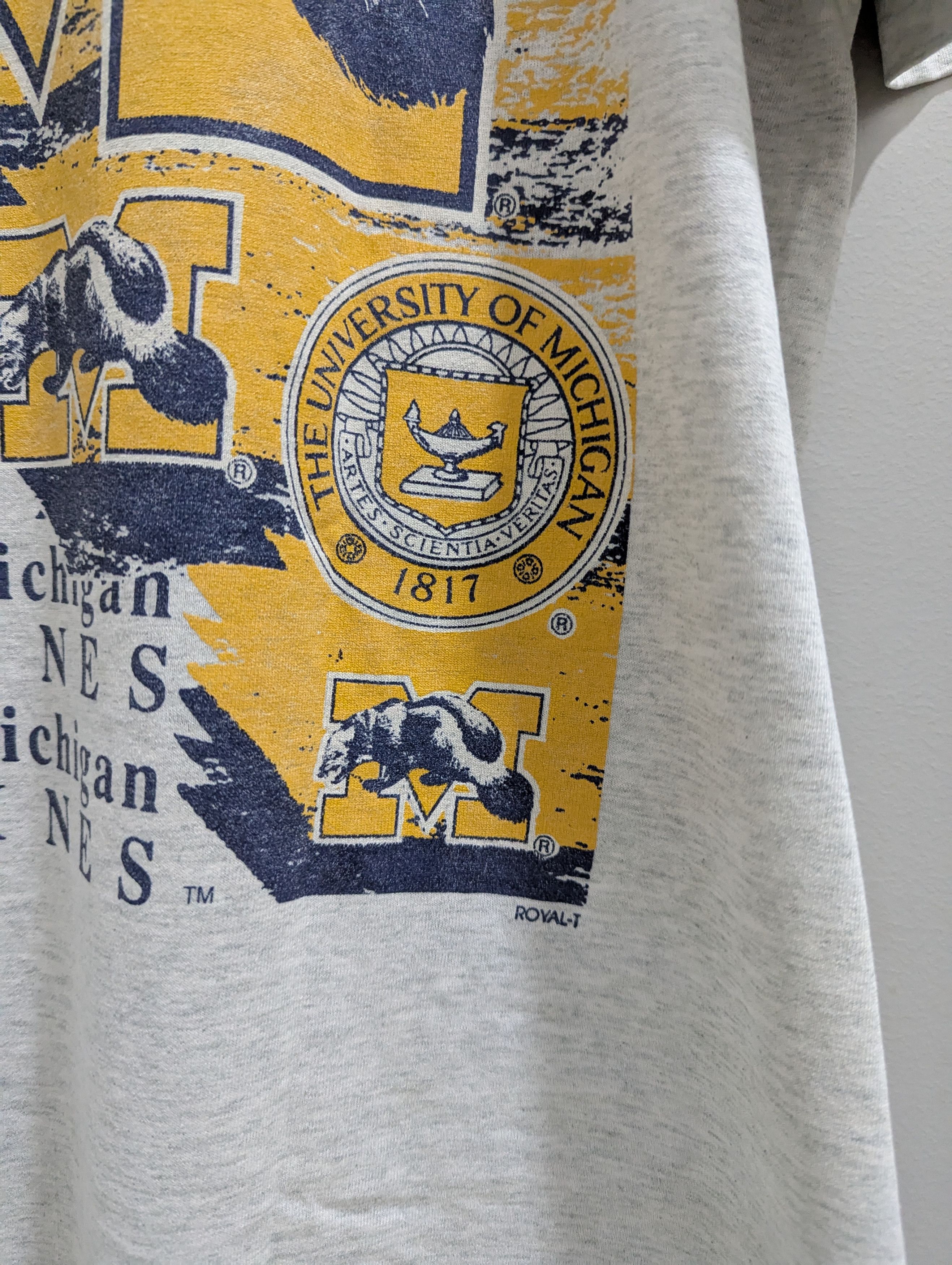 Fruit Of The Loom × Vintage Vintage wolverines university of Michigan royal-t Size US L / EU 52-54 / 3 - 7 Thumbnail