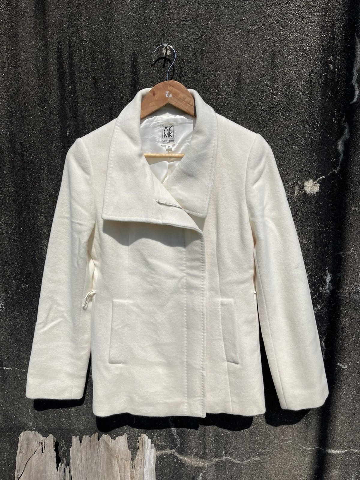 Designer Michel Klein Paris WKMK White Wool Blend Jacket Size S / US 4 / IT 40 - 1 Thumbnail