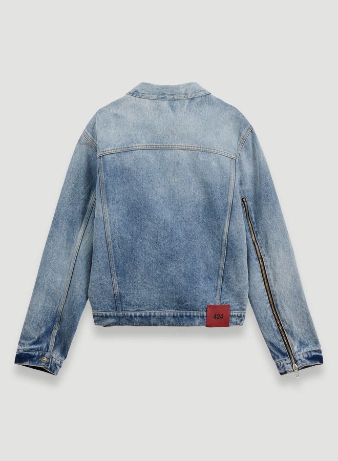 424 424 On Fairfax Blue Distressed Denim Jacket Size S Size US S / EU 44-46 / 1 - 3 Thumbnail