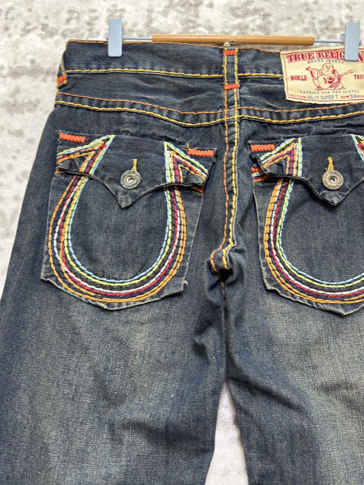 True Religion True Religion Billy Super T Rainbow Stitch Straight Leg Size US 33 - 10 Thumbnail
