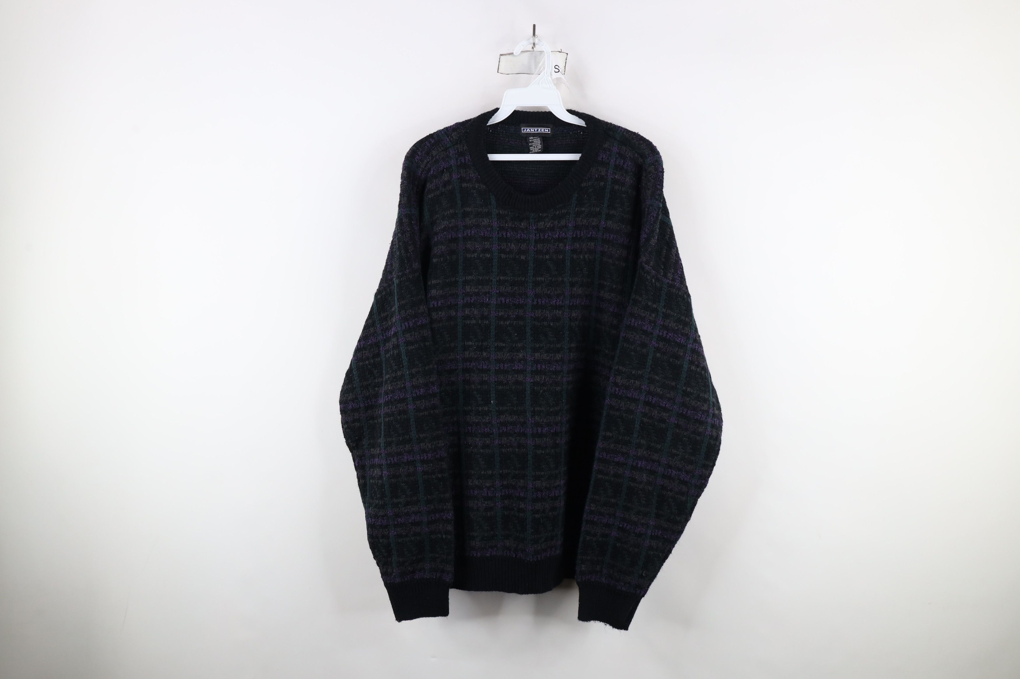 Vintage Vintage 90s Streetwear Rainbow Plaid Knit Crewneck Sweater Size US XXL / EU 58 / 5 - 1 Thumbnail