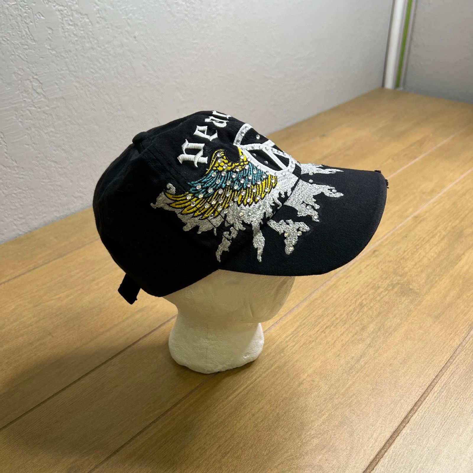 Vintage Y2K baseball cap embroidery peace wings rhinestone women Size ONE SIZE - 2 Thumbnail