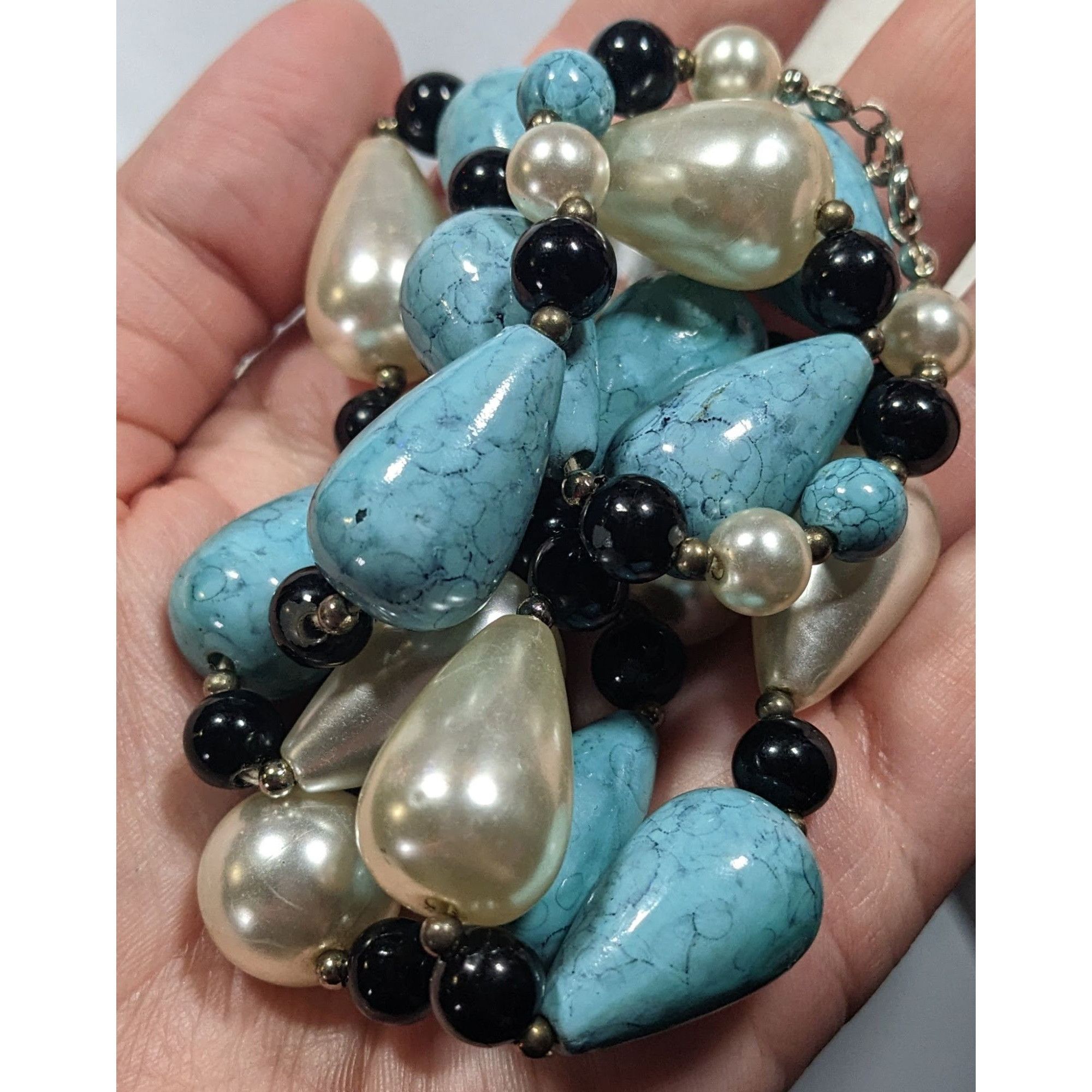 Other Faux Turquoise And Pearl Teardrop Beaded Necklace Size ONE SIZE - 7 Thumbnail