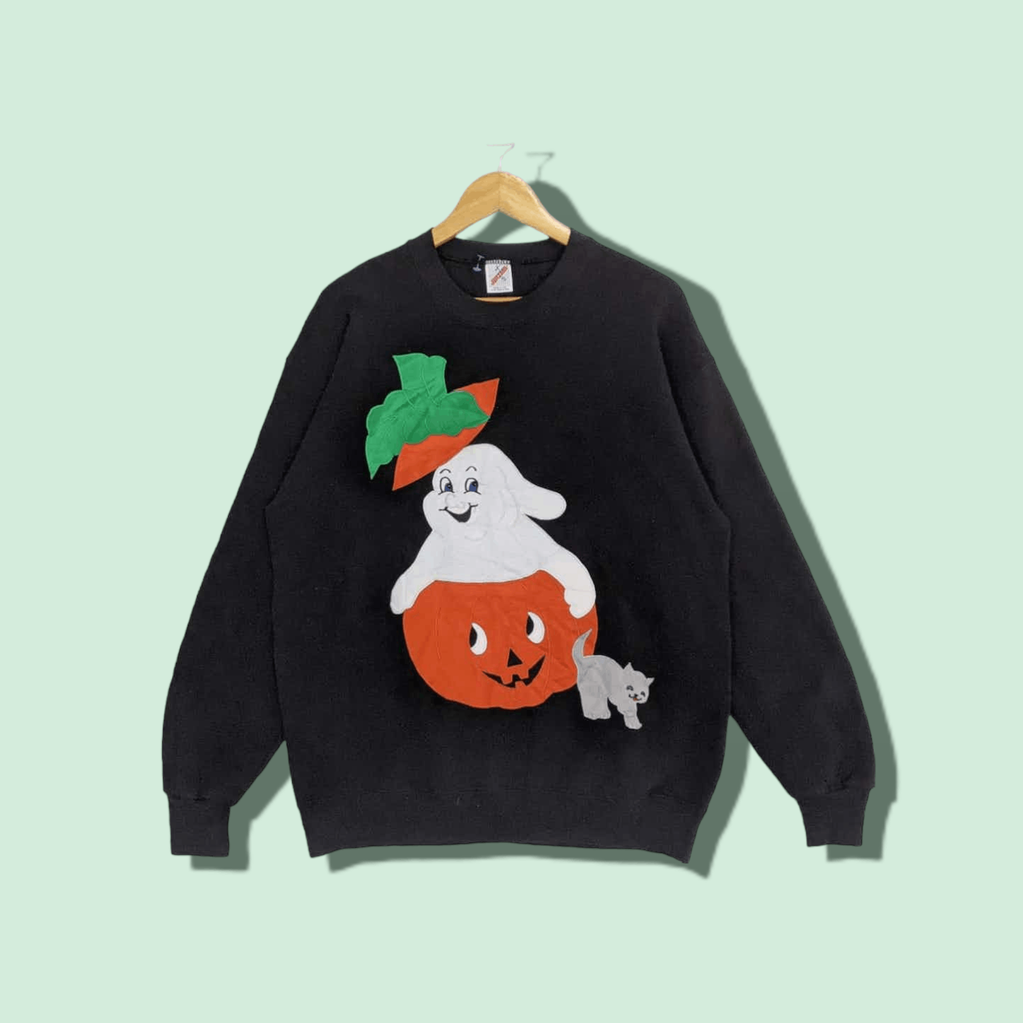 Jerzees Vintage JERZEES Halloween Pumpkin Ghostbuster Sweatshirt Size US XL / EU 56 / 4 - 1 Thumbnail