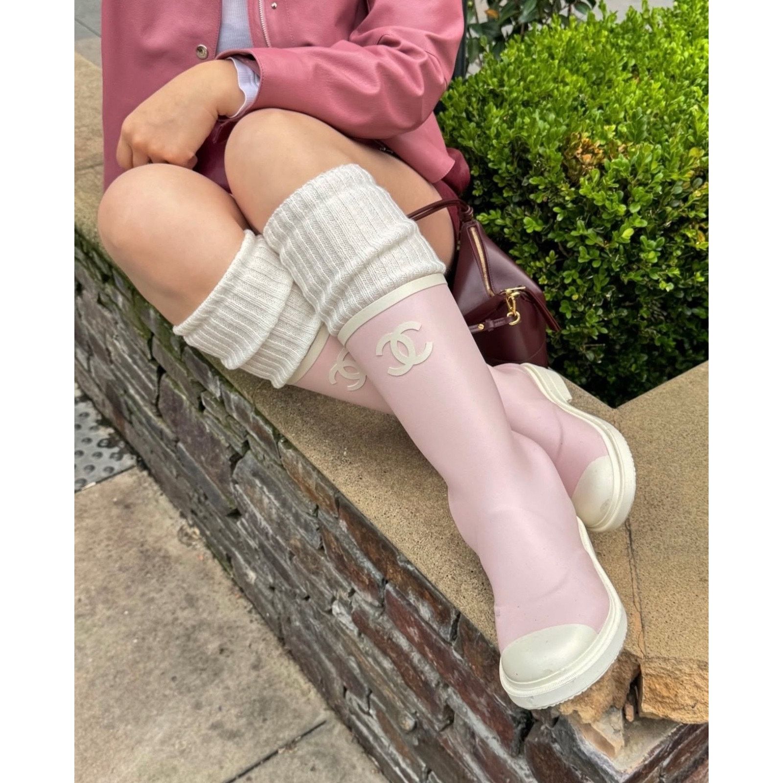 Chanel Chanel Rose Pink White Rubber Rain Boots 38 Size US 8 / IT 38 - 11 Thumbnail
