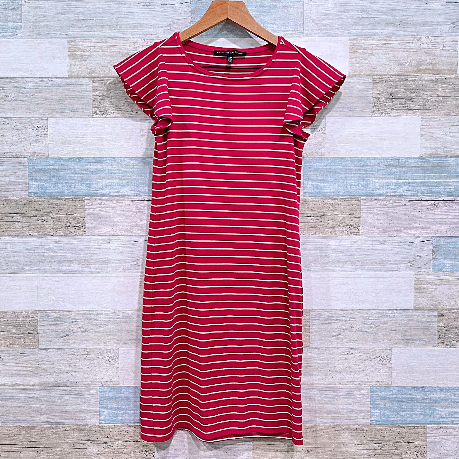 White House Black Market White House Black Market Flutter Sleeve Dress Pink Stripe XX Size XXS / US 00 / IT 34 - 1 Thumbnail