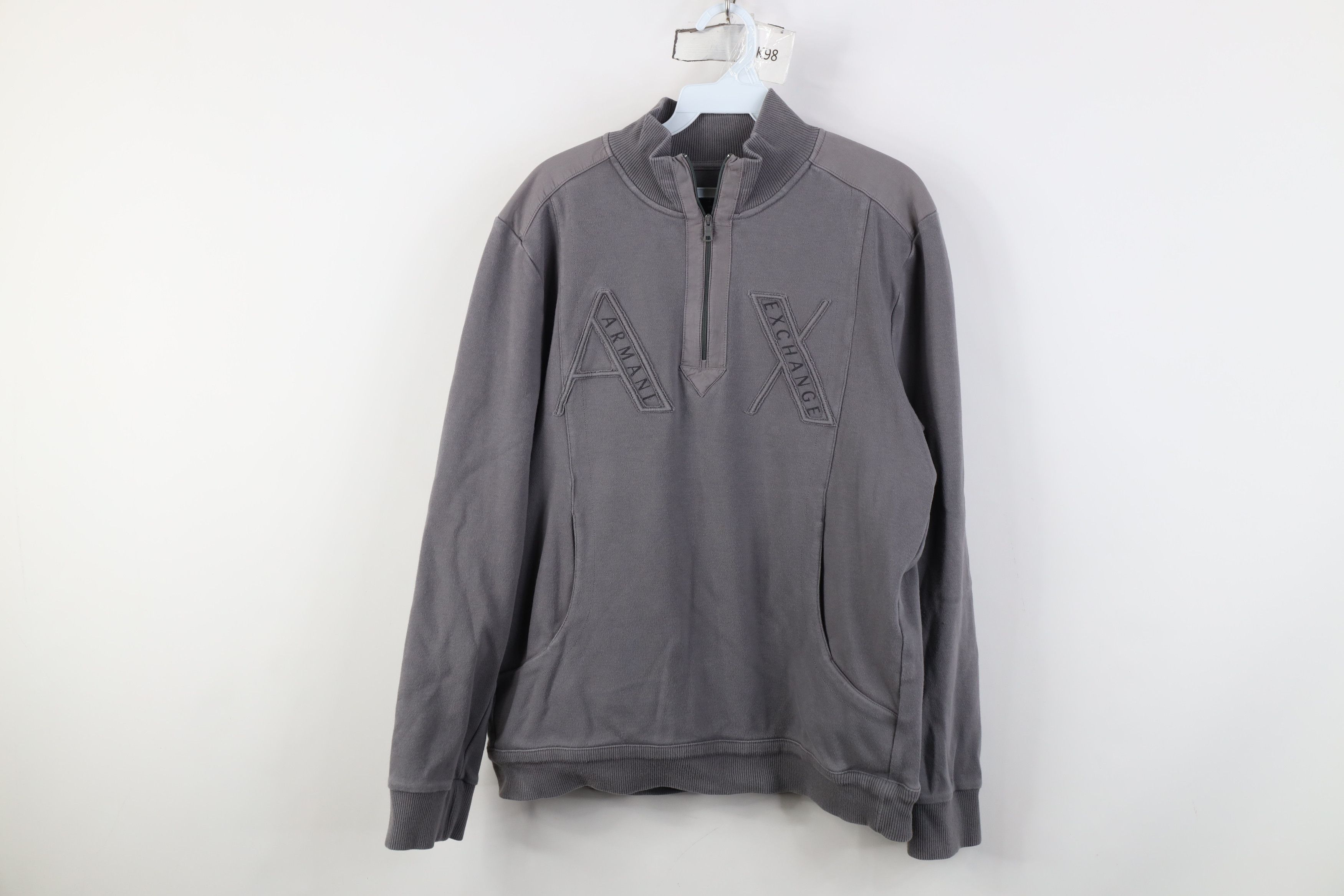 Armani Exchange Armani Exchange Spell Out Half Zip Pullover Sweater Gray Size US L / EU 52-54 / 3 - 1 Thumbnail