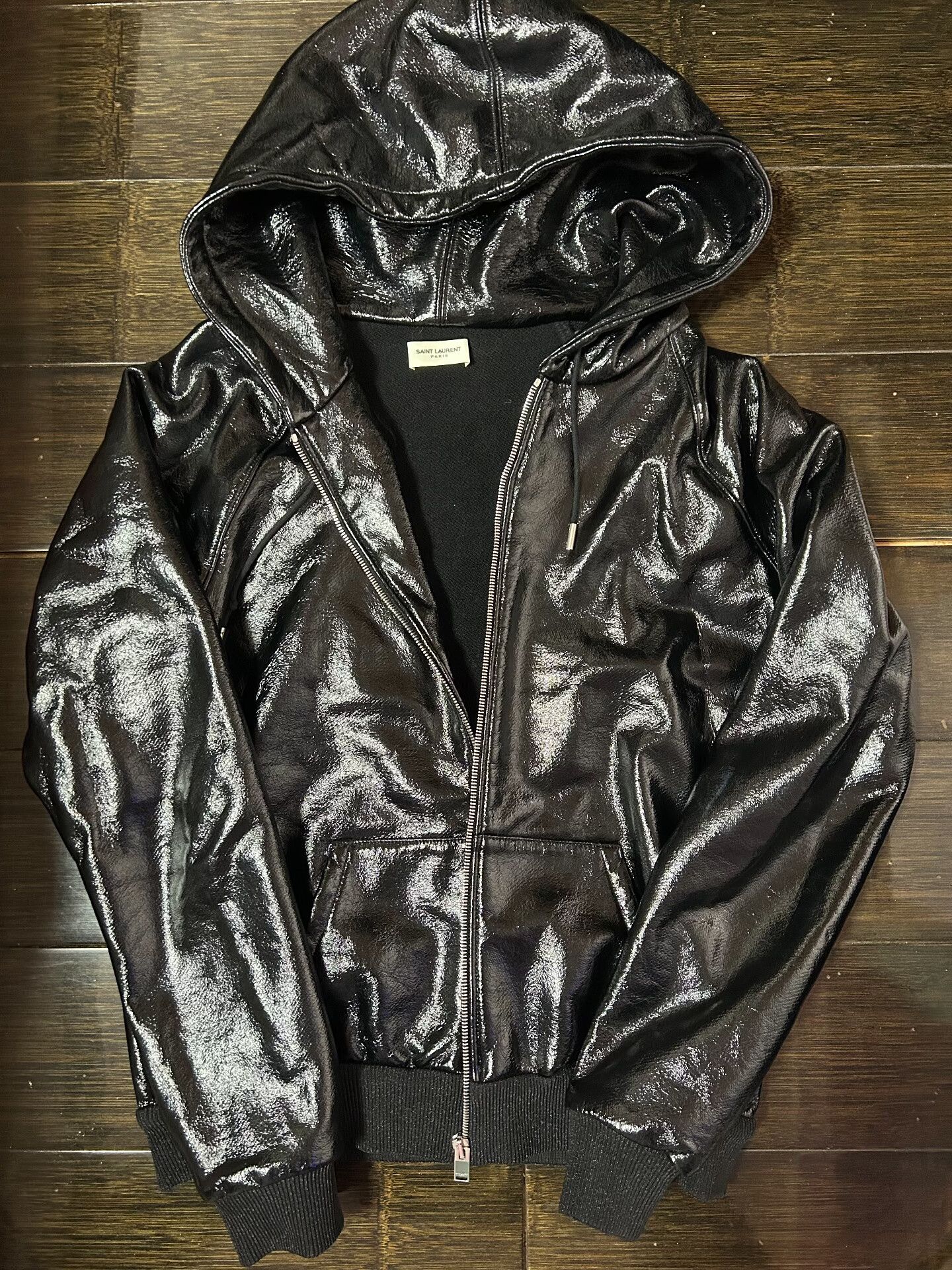 Saint Laurent Paris Saint Laurent Shiny Leather Hooded Jacket Size US M / EU 48-50 / 2 - 1 Thumbnail