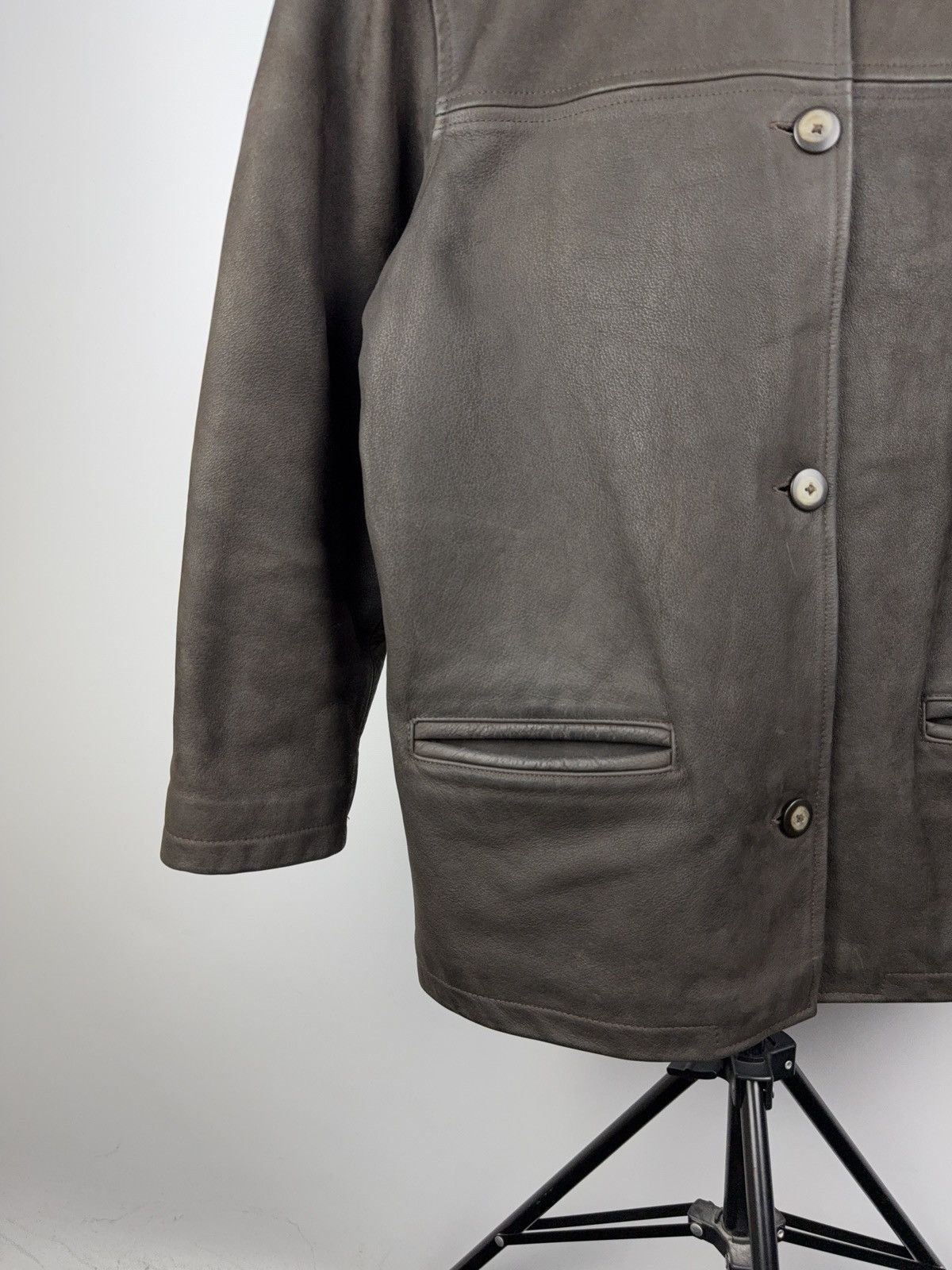 Leather Vintage 90s Genuine Leather MOTO Bomber Jacket Rock Punk Size US L / EU 52-54 / 3 - 3 Thumbnail