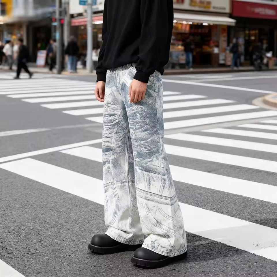 Japanese Brand Y2K / Grunge / Streetwear Distressed Wide Leg Denim Jeans Size US 31 - 4 Thumbnail