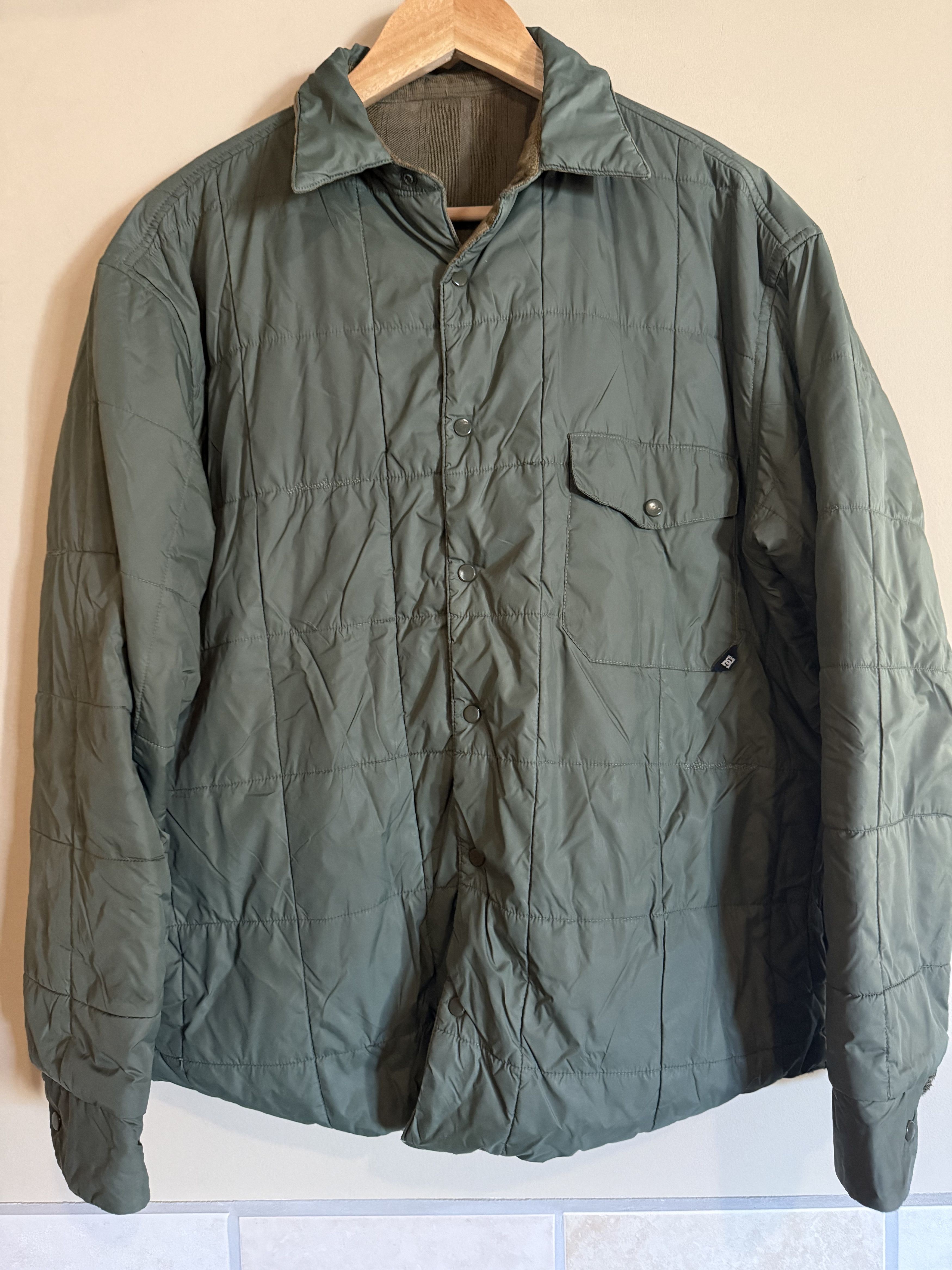 DC DC Quilted Reversible Green Snap Jacket, Men's Large Size US L / EU 52-54 / 3 - 1 Thumbnail