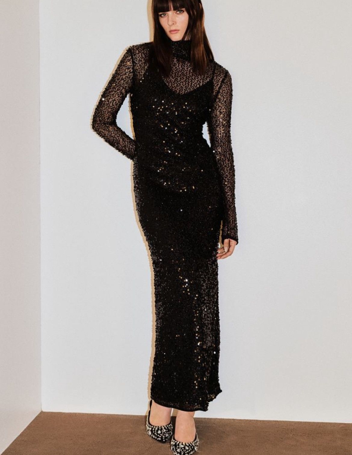 long black evening dress with lace sleeves LACIE Black Wedding Dress