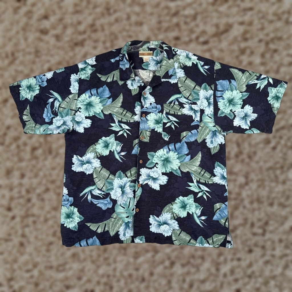 Vintage VINTAGE Original Island Sport Shirt Men Blue Floral 2XL Silk Hawaiian Pocket Short Sleeve Size US XXL / EU 58 / 5 - 1 Thumbnail