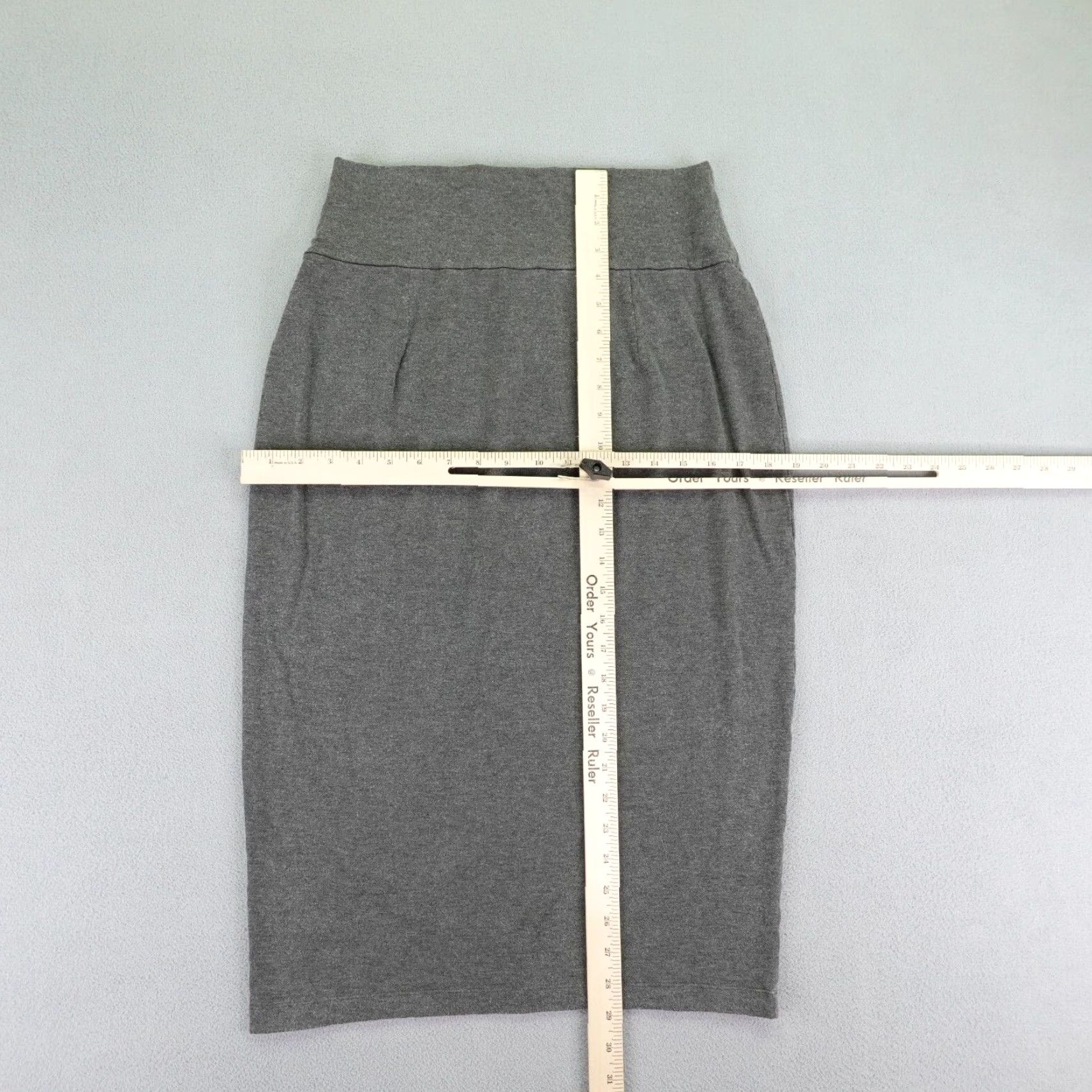VINTAGE Eileen Fisher Skirt Women Midi Gray Medium Lyocell Spandex Knit Stretch Contour