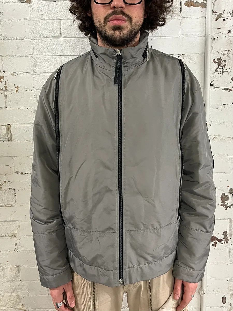 Versace 2000s Versace Grey Multi Zips Bomber Jacket Size US M / EU 48-50 / 2 - 2 Thumbnail