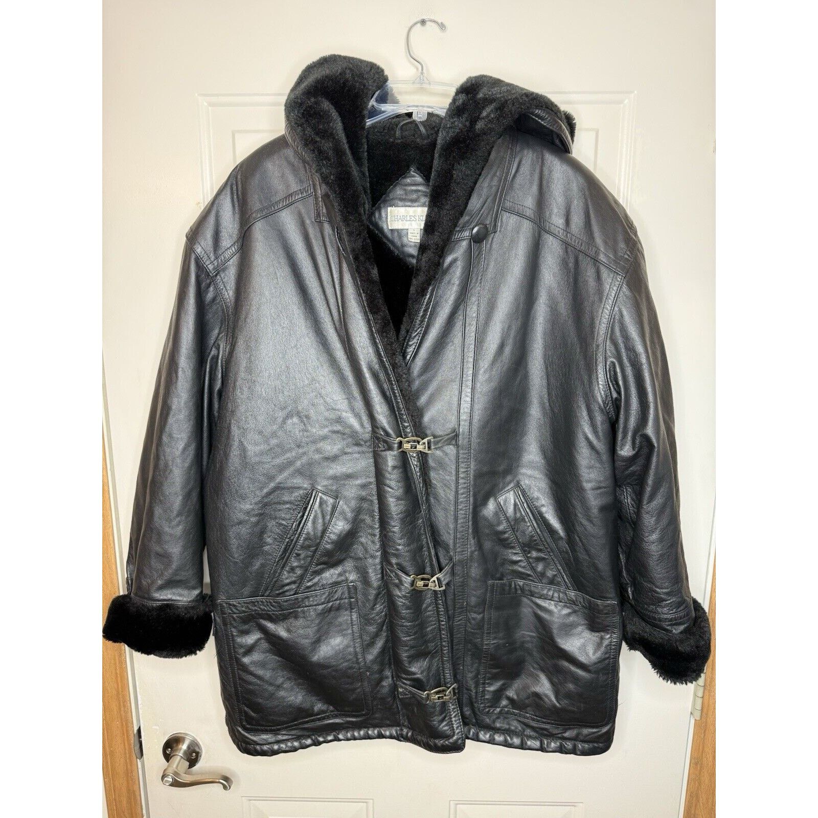 & Other Stories Charles Klein Leather Jacket Mens Large Black Faux Fur Lined Size US L / EU 52-54 / 3 - 1 Thumbnail