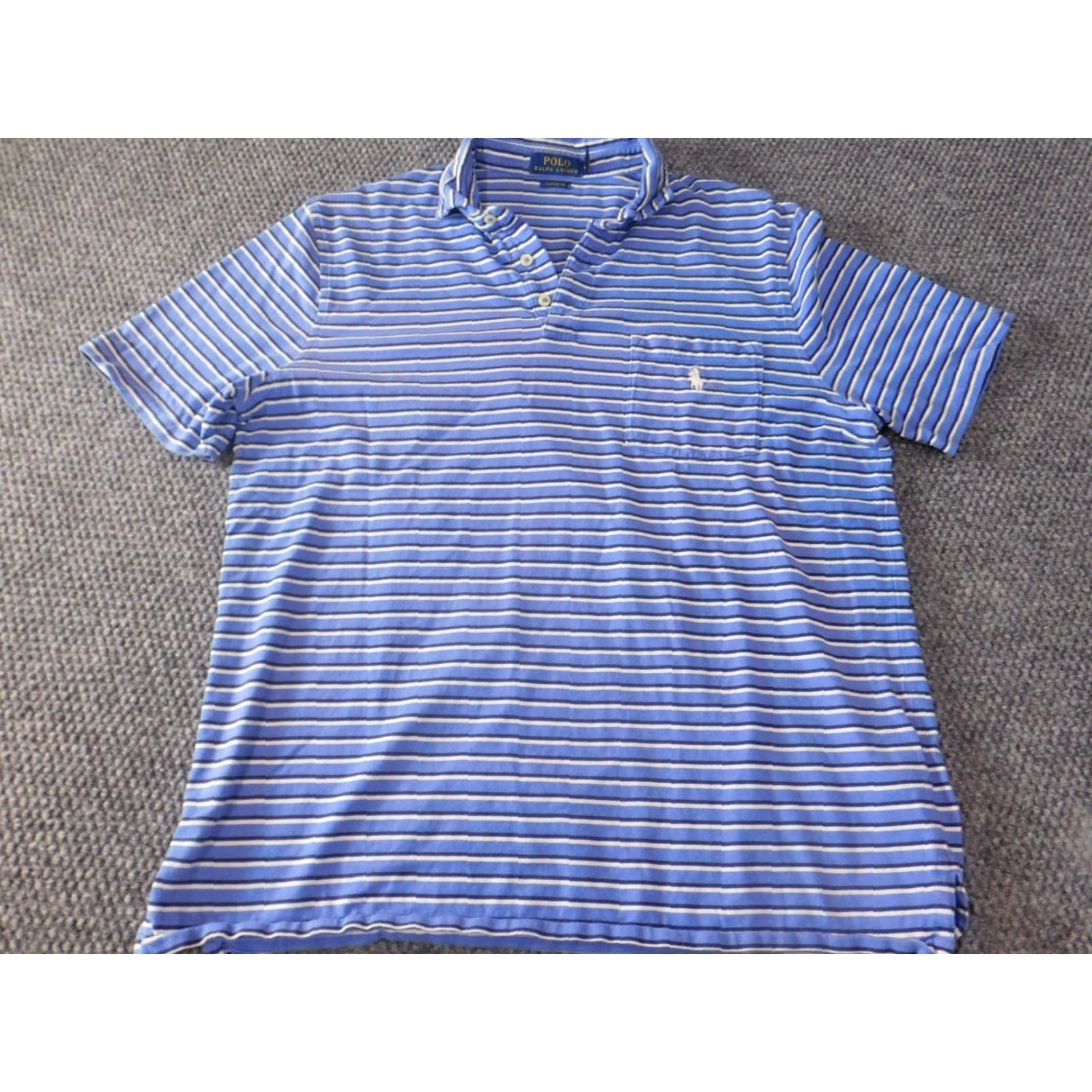 Polo Ralph Lauren Polo Ralph Lauren Polo Shirt Mens M Blue Striped Classic Logo Pony Retro Shirt Size US M / EU 48-50 / 2 - 2 Thumbnail