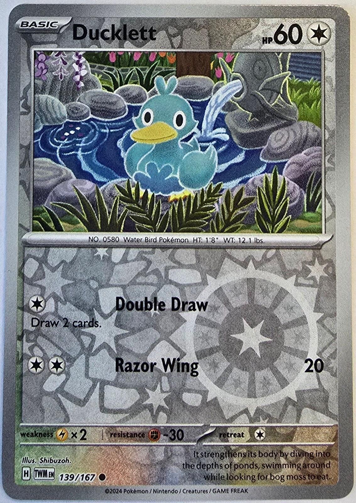 Pokemon Ducklett 139/167 Reverse Holo Twilight Masquerade Size ONE SIZE - 1 Thumbnail