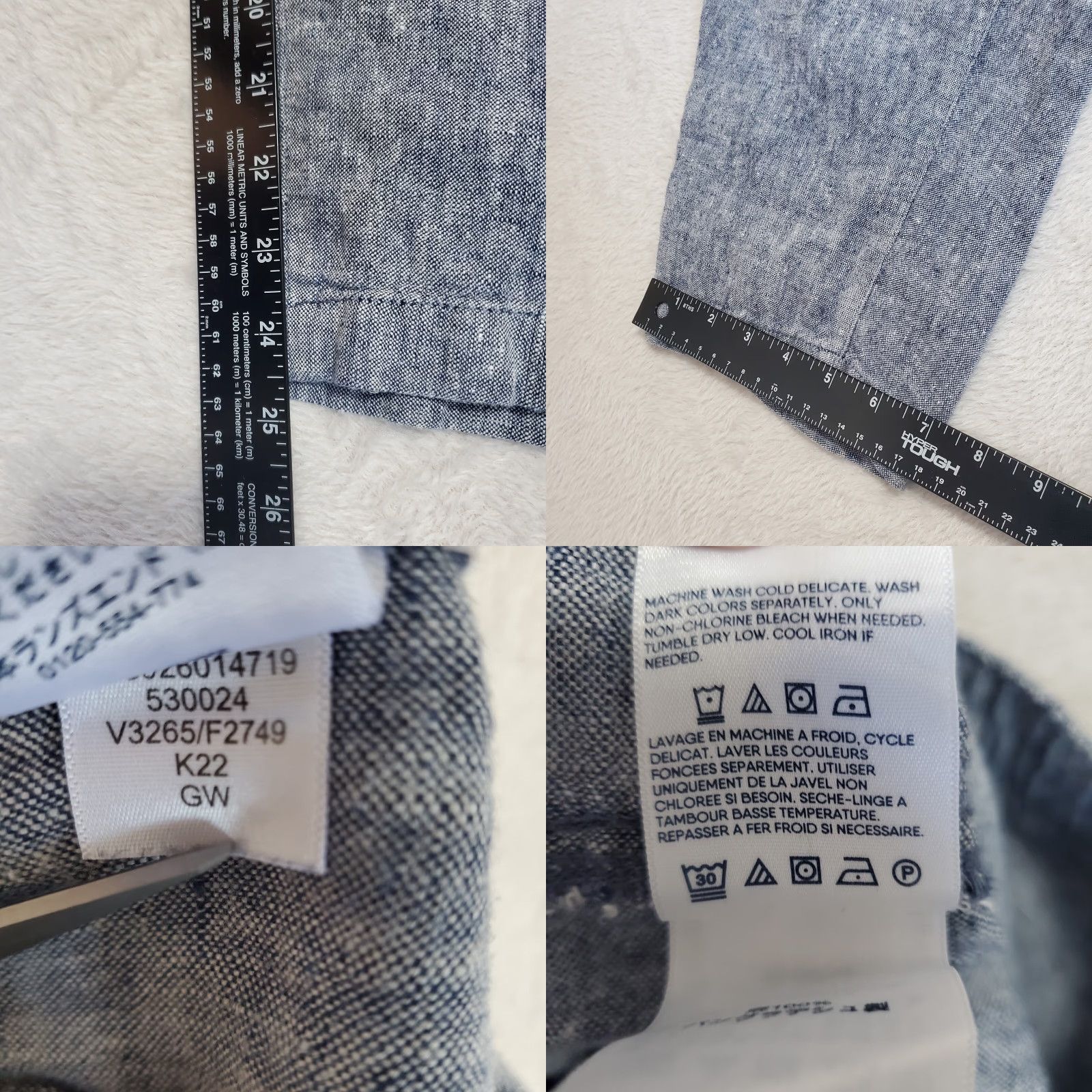 Vintage Land's End Linen Pants Women 12 Chambray Blue Crop Pull On Elastic Waist Coastal Size 34" / US 12 / IT 48 - 8 Thumbnail