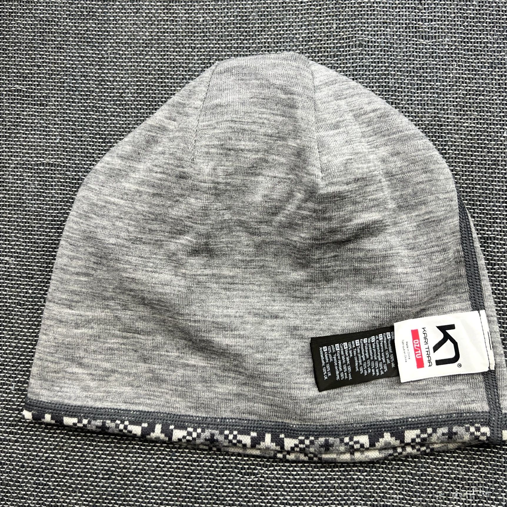 Vintage Kari Traa Womens Beanie Hat One Size Fair Isle 100% Merino Wool Knitted Gray Size ONE SIZE - 4 Thumbnail