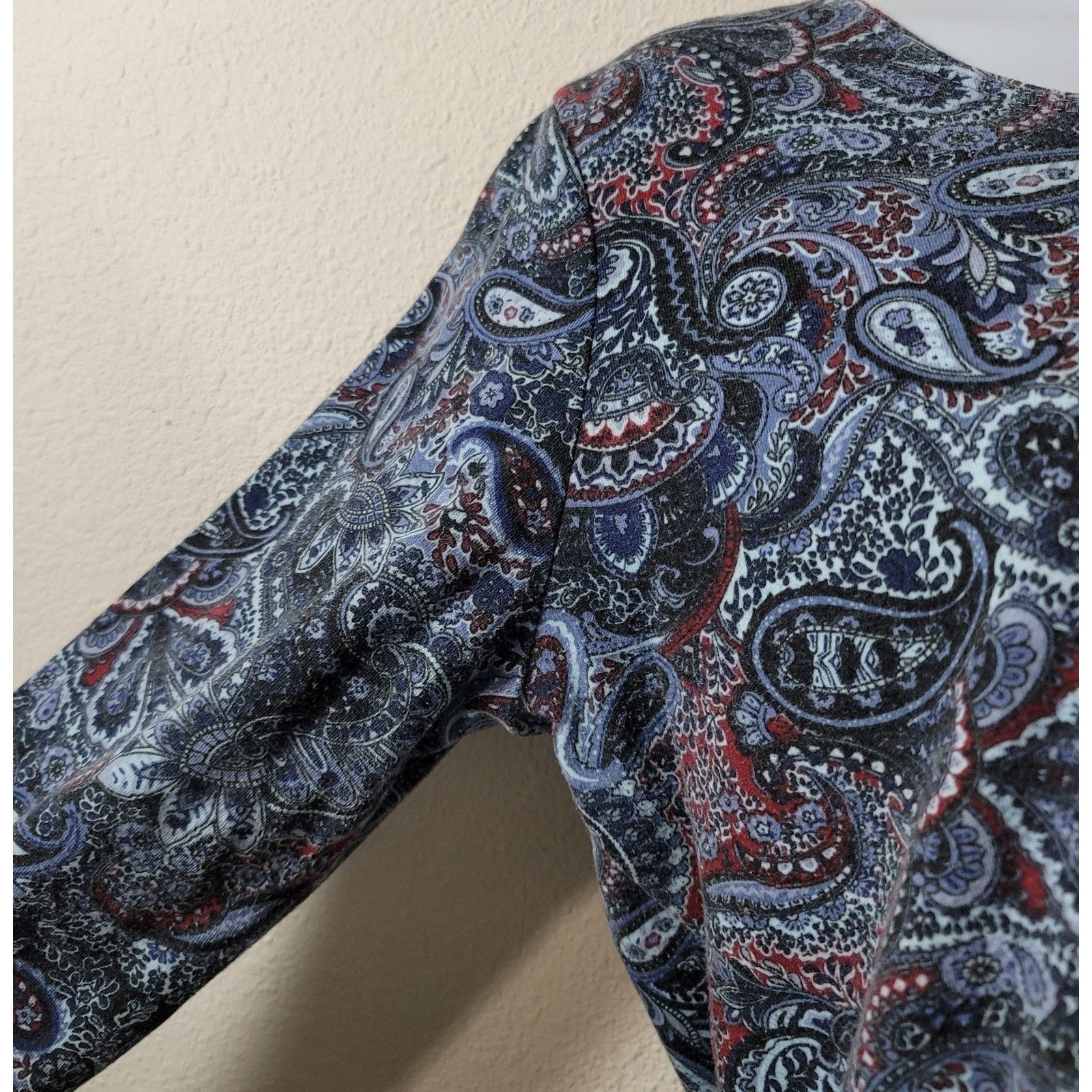 Other Rebecca Malone Blue Burgundy Paisley Print Pull On Top Small Size S / US 4 / IT 40 - 6 Thumbnail