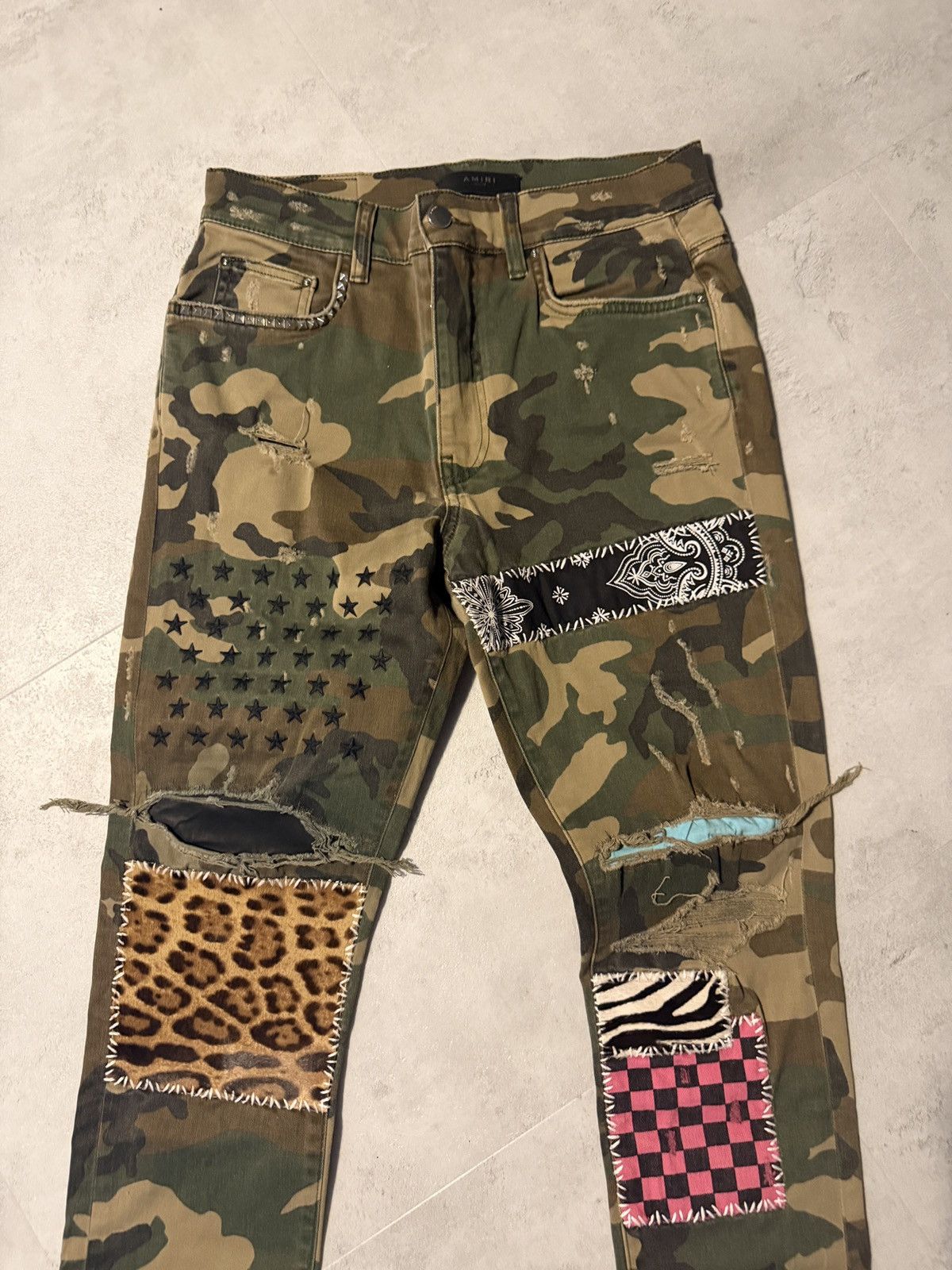 Amiri Amiri Camo Art Patch Jeans Size US 32 / EU 48 - 2 Thumbnail