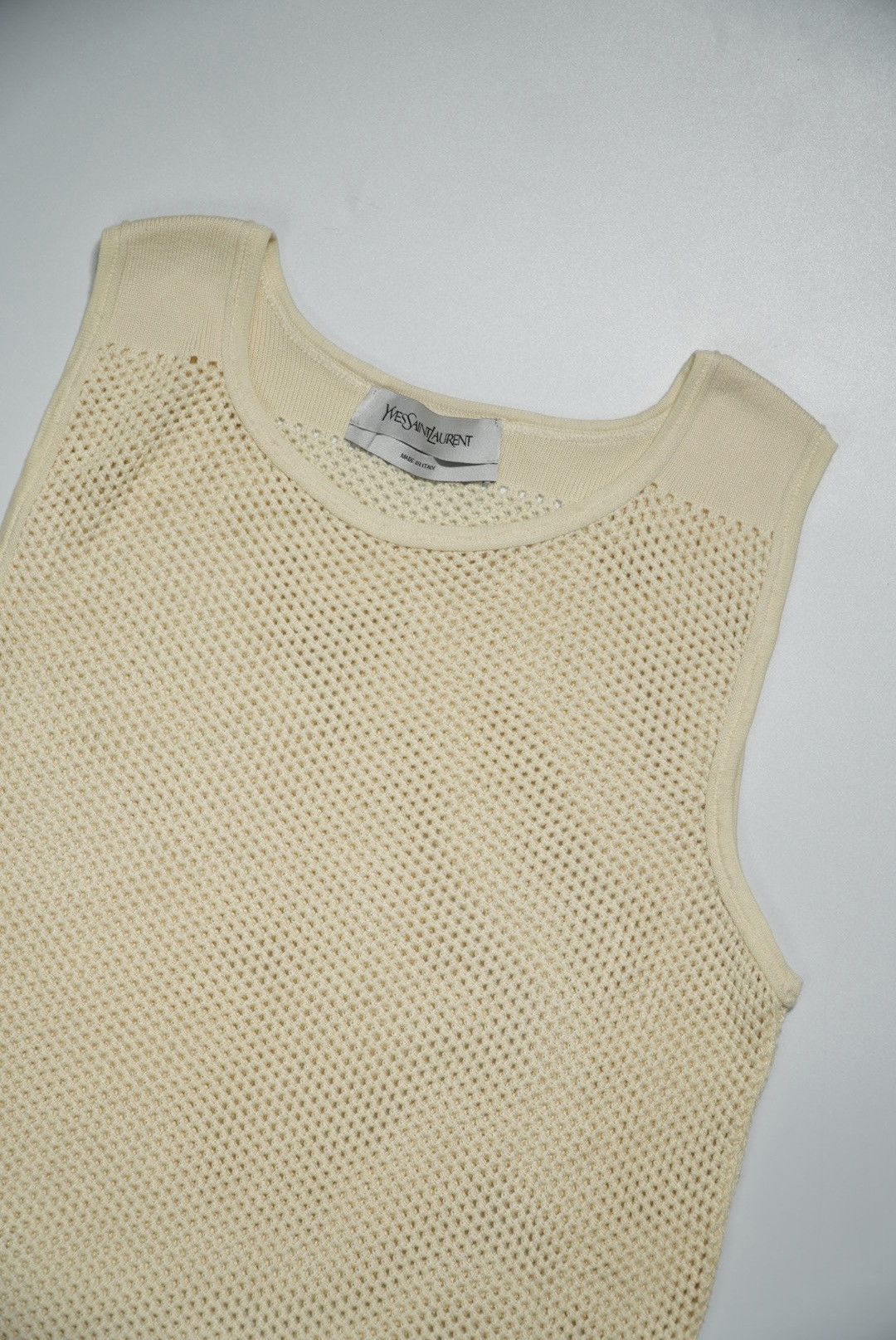 Yves Saint Laurent Yves Saint Laurent Beige Mesh Knit Tank Top Size US M / EU 48-50 / 2 - 4 Thumbnail