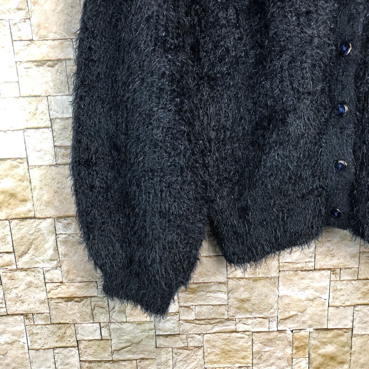 Homespun Knitwear Japan fur mohair shaggy Dark Blue Cardigan Knitwear #241 Size US L / EU 52-54 / 3 - 7 Thumbnail