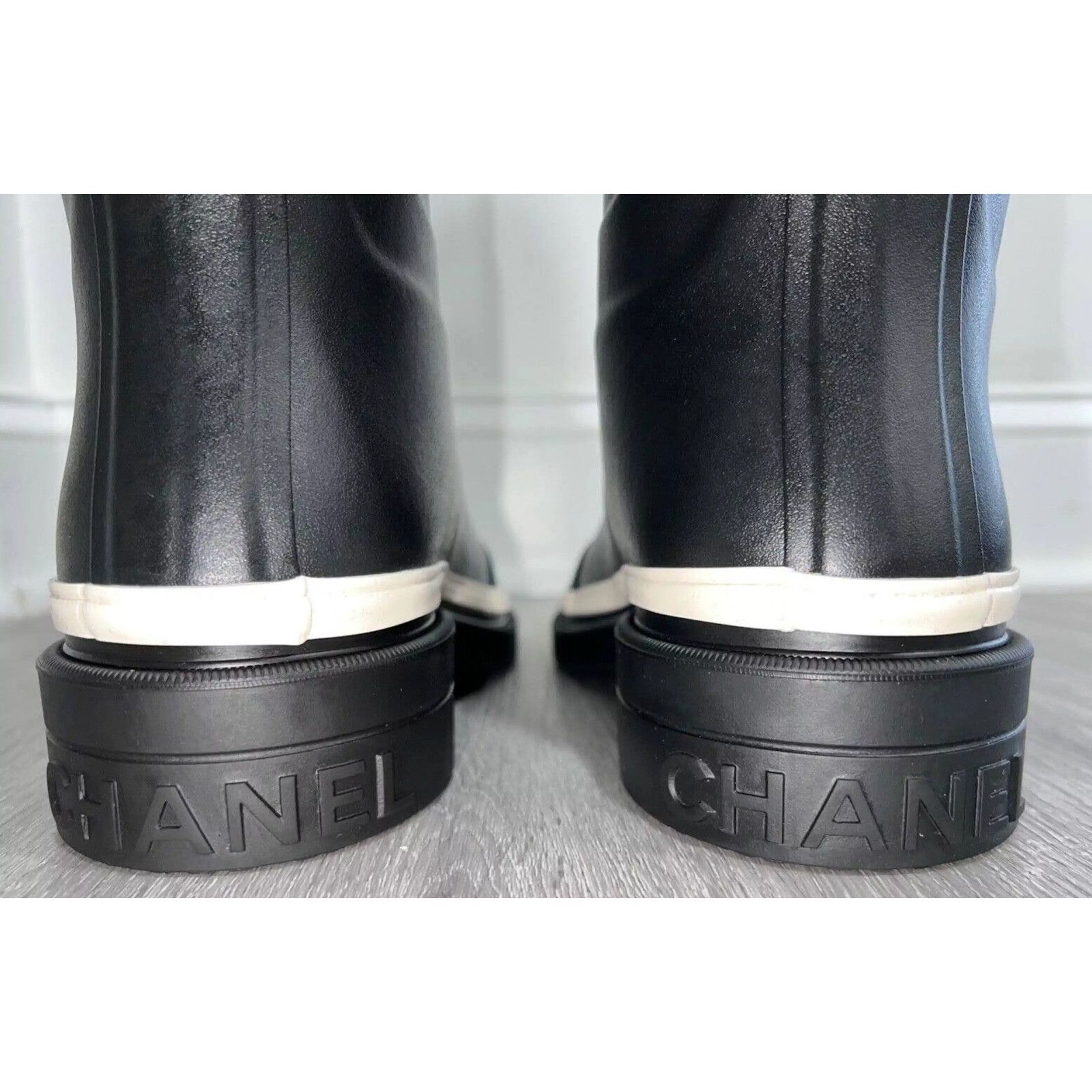 Chanel 22K Caoutchouc CC Thigh High Pull On Rubber Rain Boot 38 Size US 8 / IT 38 - 11 Thumbnail