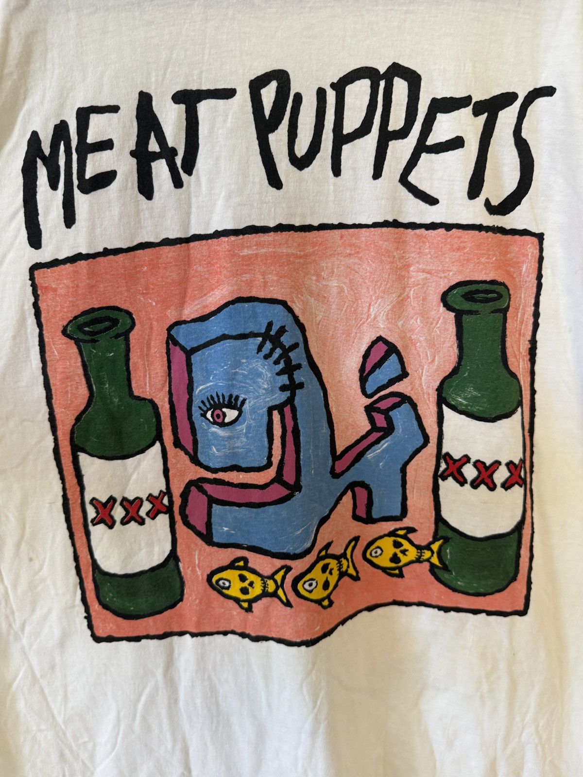 Vintage Vintage 1993 Meat Puppets Fish and Bottles T-Shirt Size US XL / EU 56 / 4 - 3 Thumbnail