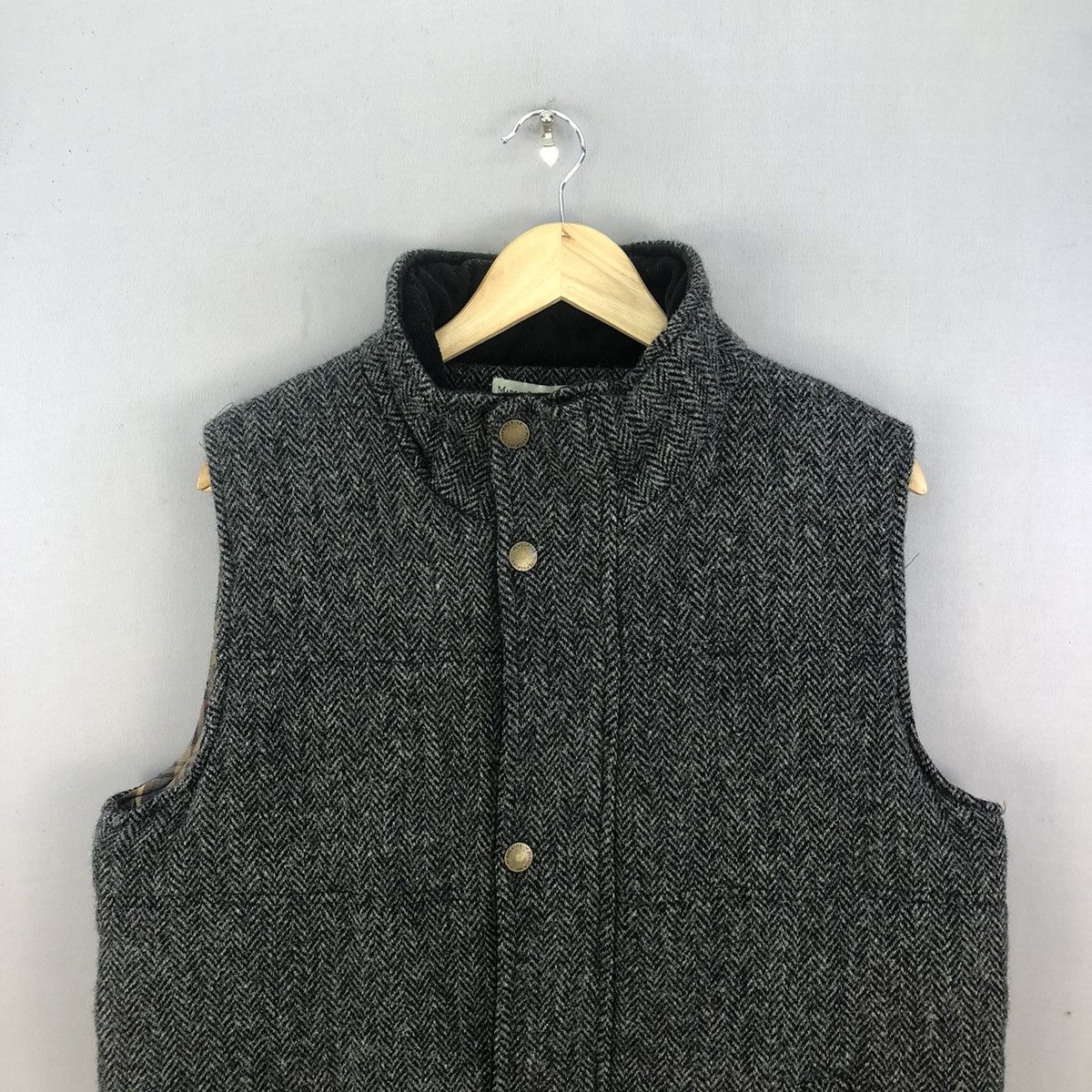 Harris Tweed Peregrine Made In England Herringbone Wool Padded Vest Size US L / EU 52-54 / 3 - 4 Thumbnail