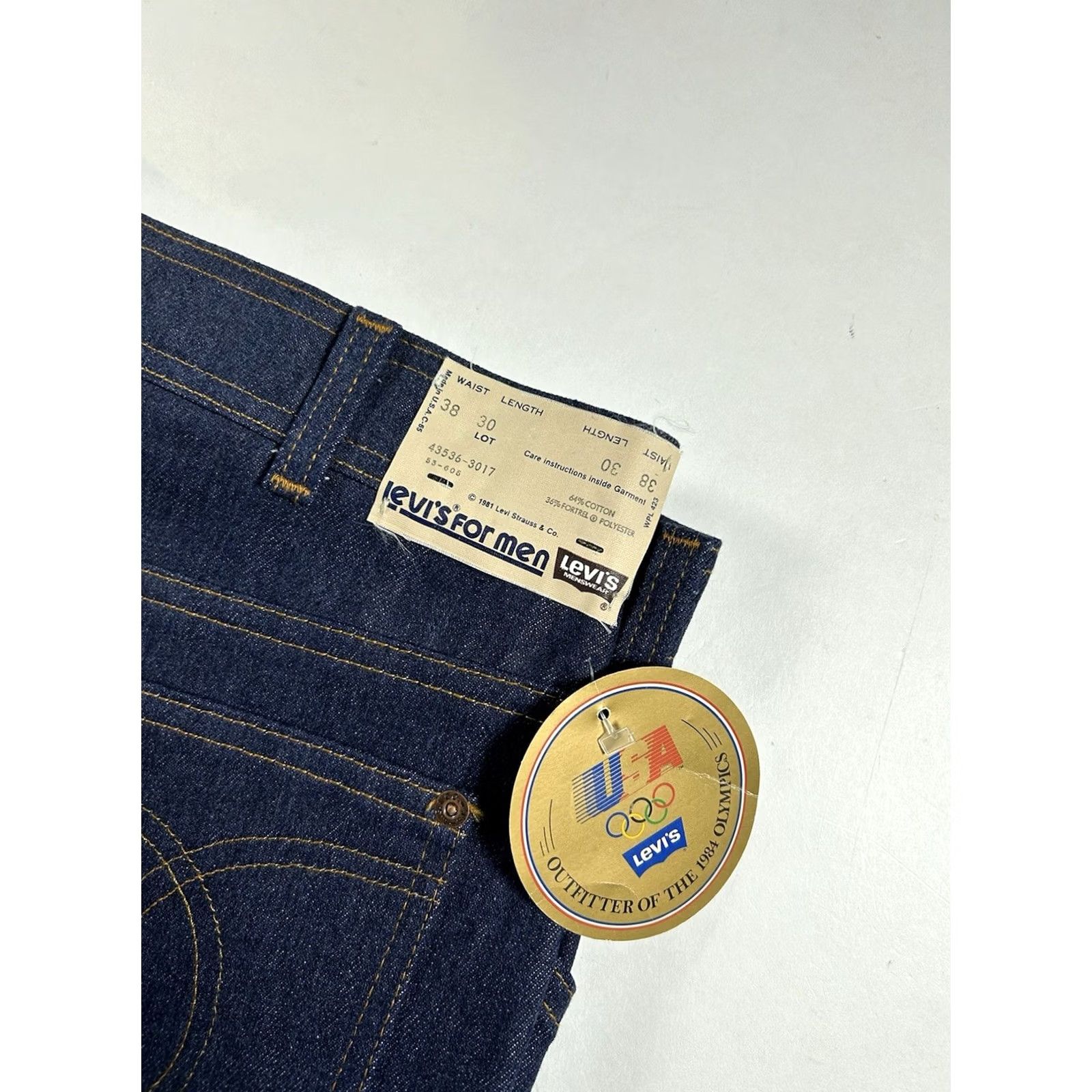 Levi's VINTAGE Levis Orange Tab 1984 Olympics Jeans 38x30 Brand New Dead Stock With Tag Men Denim Blue 80s USA Jeans OLympics Leather? Size US 38 / EU 54 - 2 Thumbnail