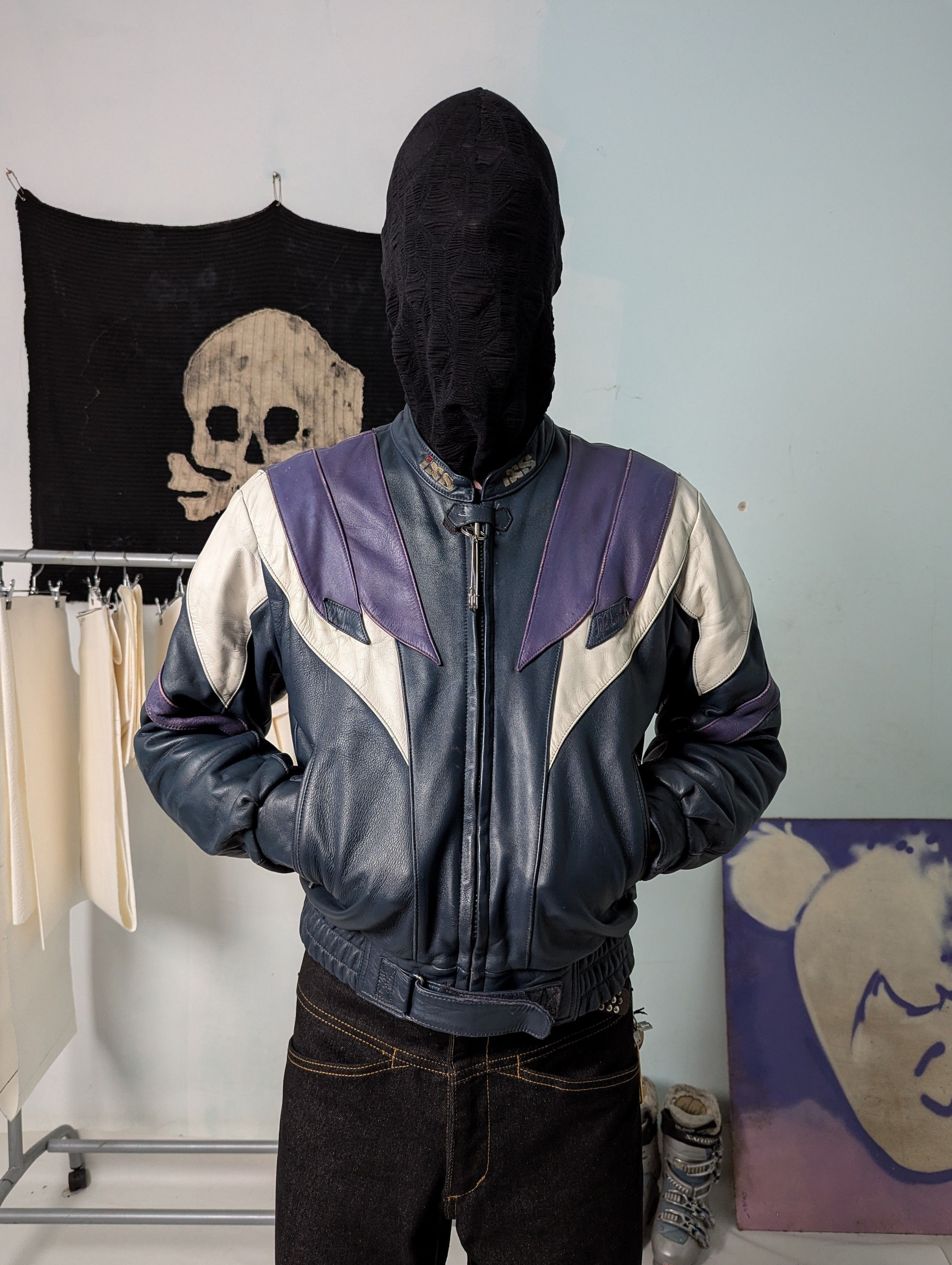 Leather 90s IXS Flame Details Handprinted Leather Bomber Jacket Size US M / EU 48-50 / 2 - 3 Thumbnail