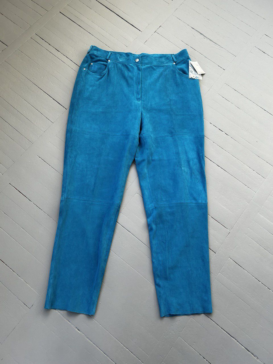 image of Givenchy By Alexander Mcqueen Suede Velour Pants in Blue, Men's (Size 40)