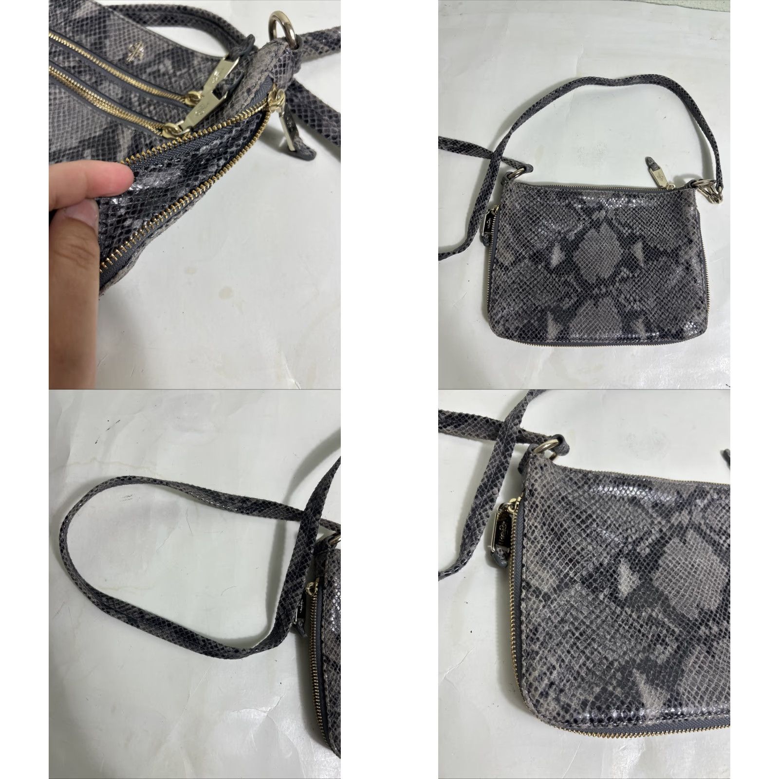 Cole Haan Cole Haan Taupe snake skin embossed textured crossbody Purse Women Crossbody Leather Snake Taupe 9.5x7x1 Size ONE SIZE - 9 Thumbnail