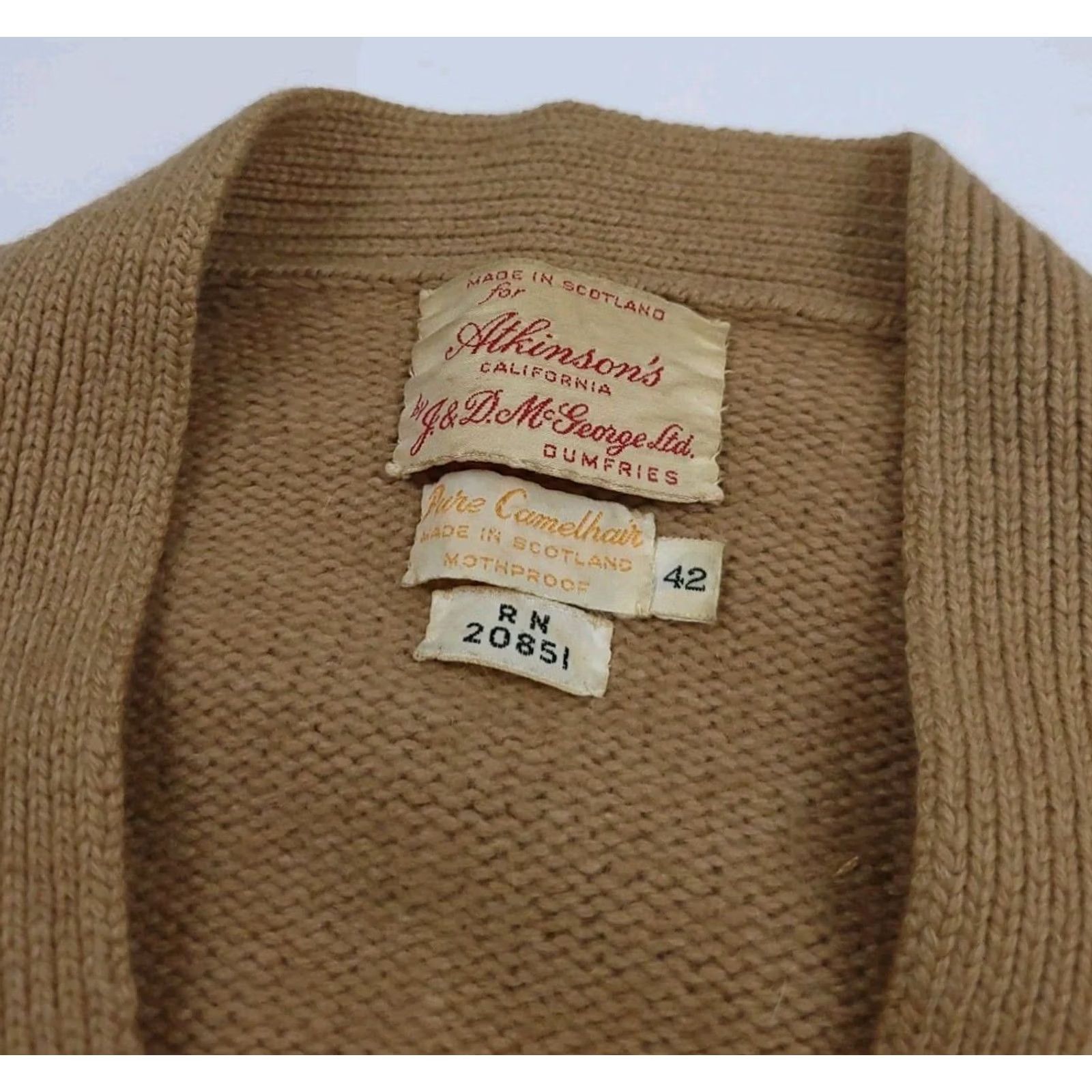 Camel Vintage Atkinsons Cardigan Sweater 100% Camel Hair Knit 40s 50s Scotland Worn Size US S / EU 44-46 / 1 - 3 Thumbnail