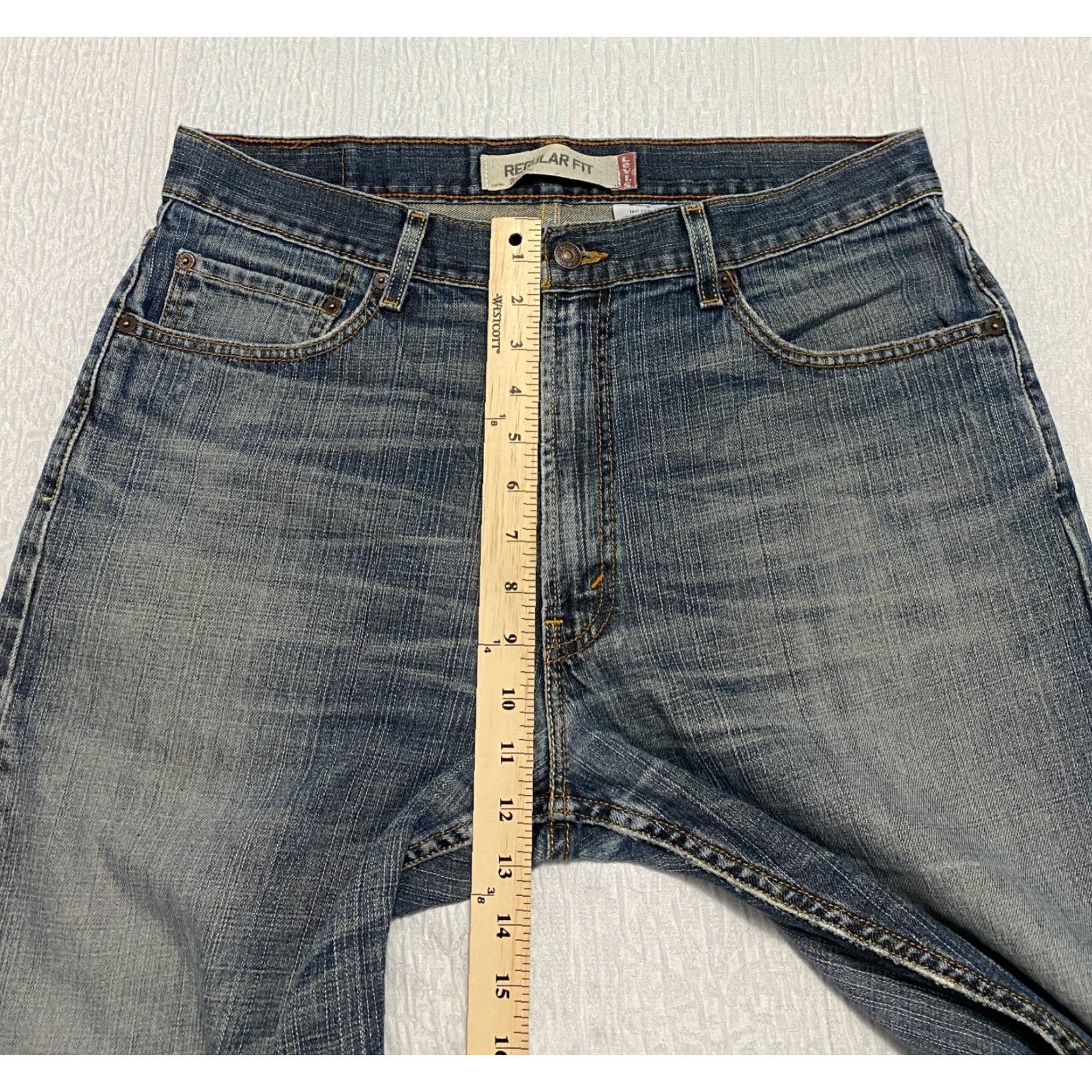 Levi's Levi's 505 Regular Jeans 36×30 Blue Distressed Ripped Whiskers Denim Mens Grunge Size US 36 / EU 52 - 7 Thumbnail